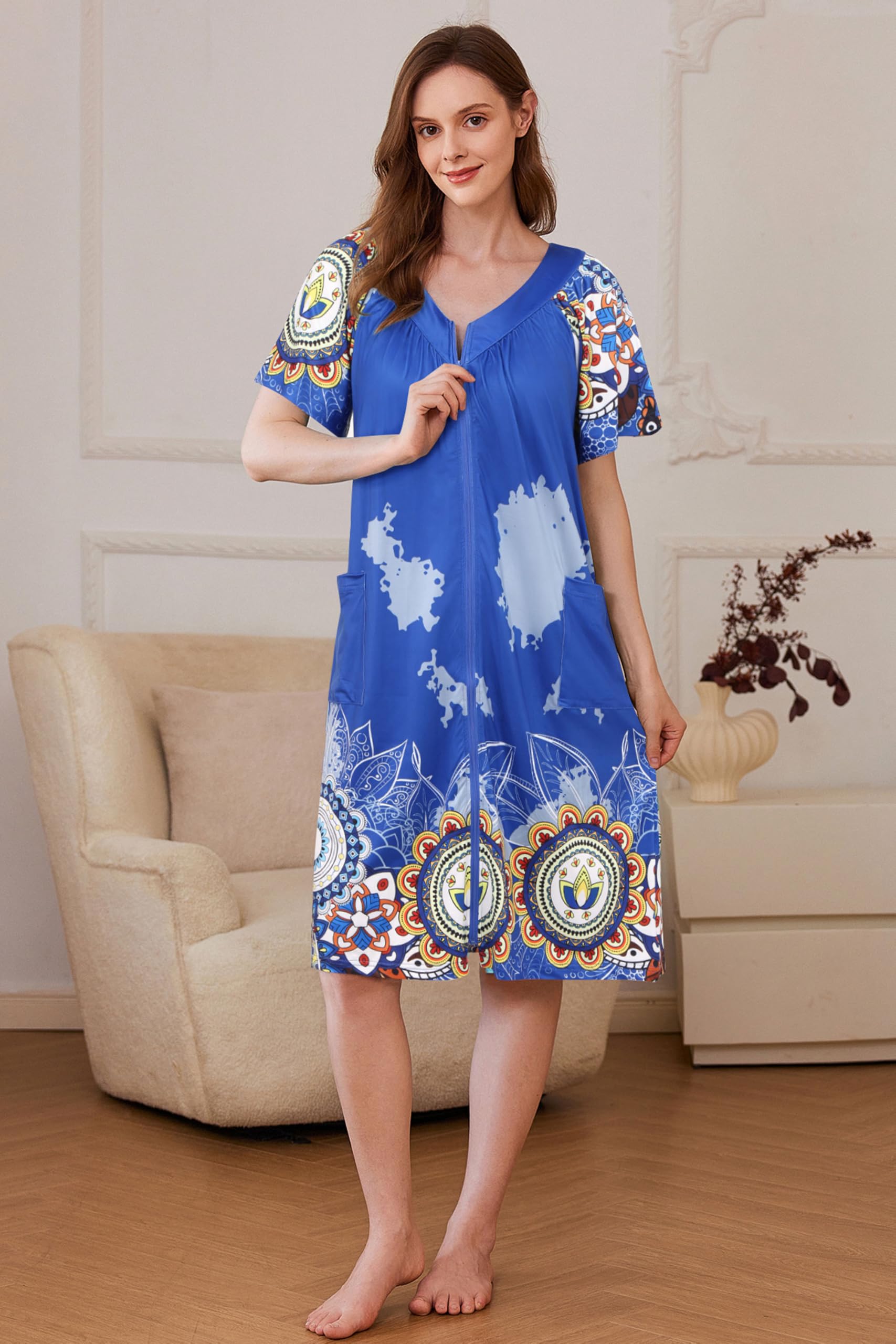Foto 3 pulgar | Albornoz Mumu Ekouaer con Cremallera Estampado Floral para Mujer - Venta Internacional