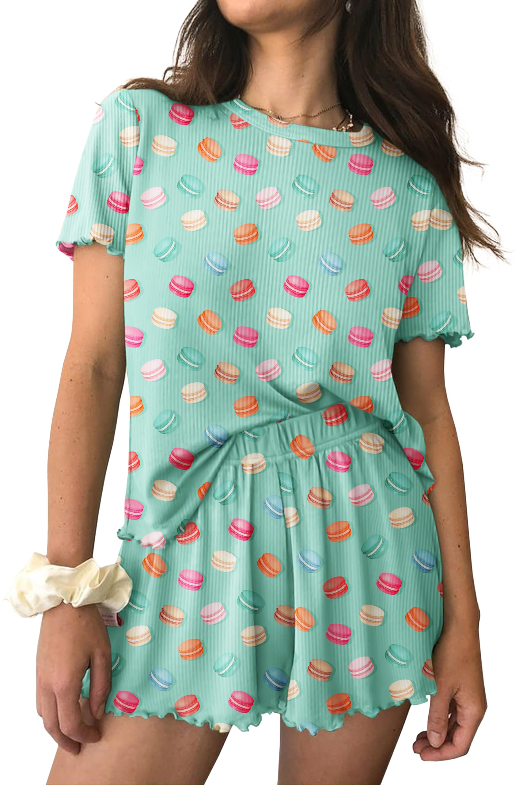 Foto 2 pulgar | Conjunto de Pijama Ekouaer Punto Acanalado para Mujer - Venta Internacional