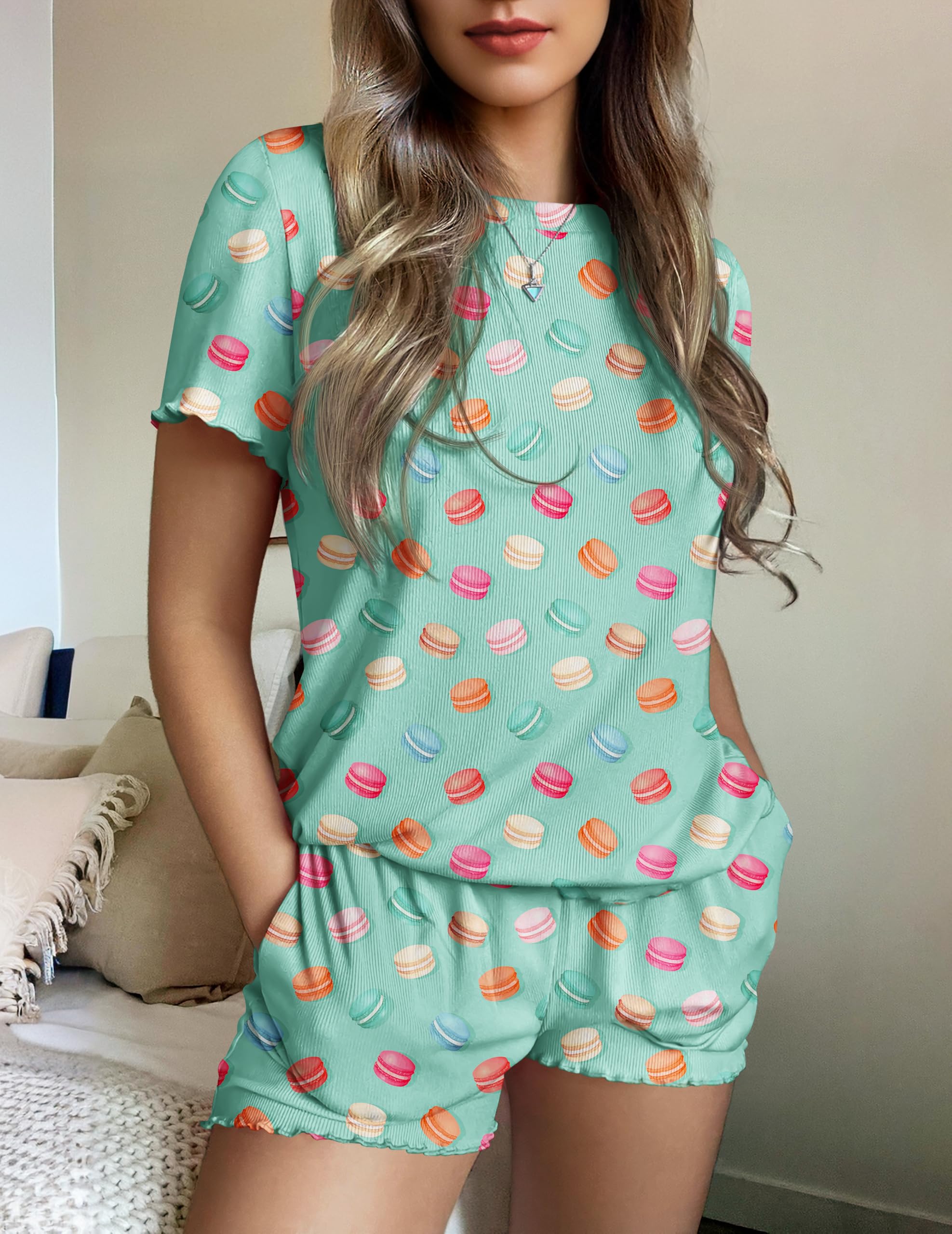 Foto 3 pulgar | Conjunto de Pijama Ekouaer Punto Acanalado para Mujer - Venta Internacional