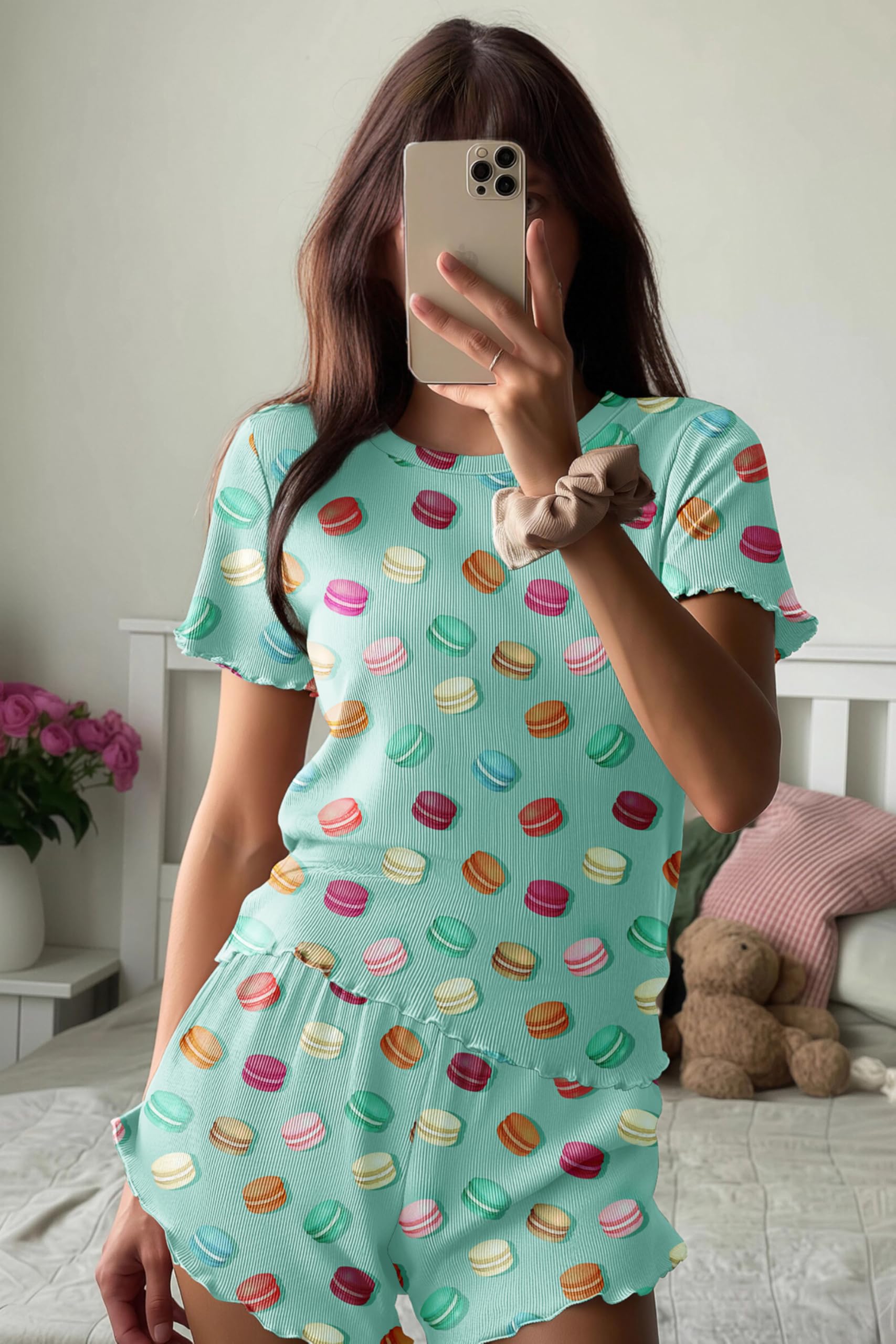 Foto 6 pulgar | Conjunto de Pijama Ekouaer Punto Acanalado para Mujer - Venta Internacional