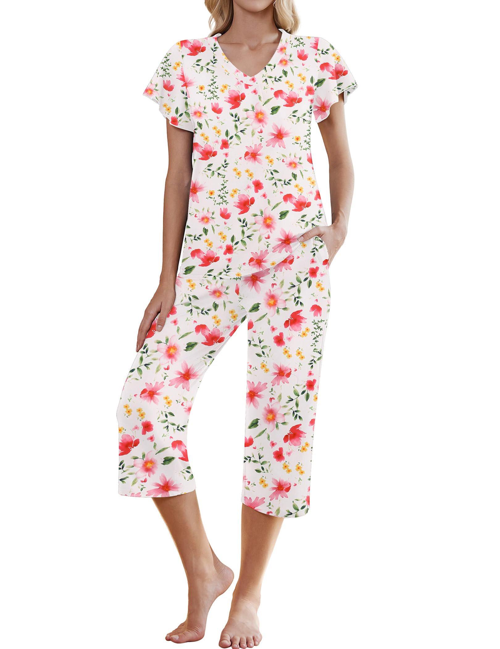 Foto 2 pulgar | Pijama Ekouaer con Estampado Floral para Mujer- Venta Internacional