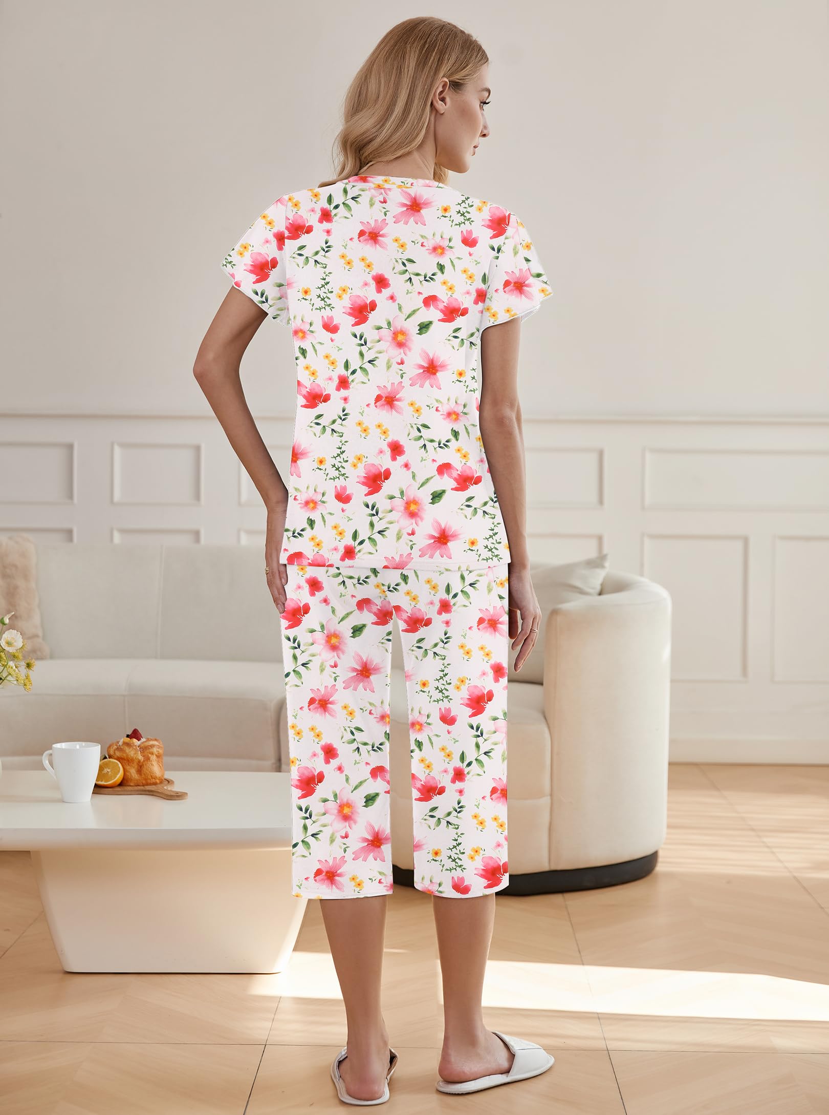Foto 3 pulgar | Pijama Ekouaer con Estampado Floral para Mujer- Venta Internacional