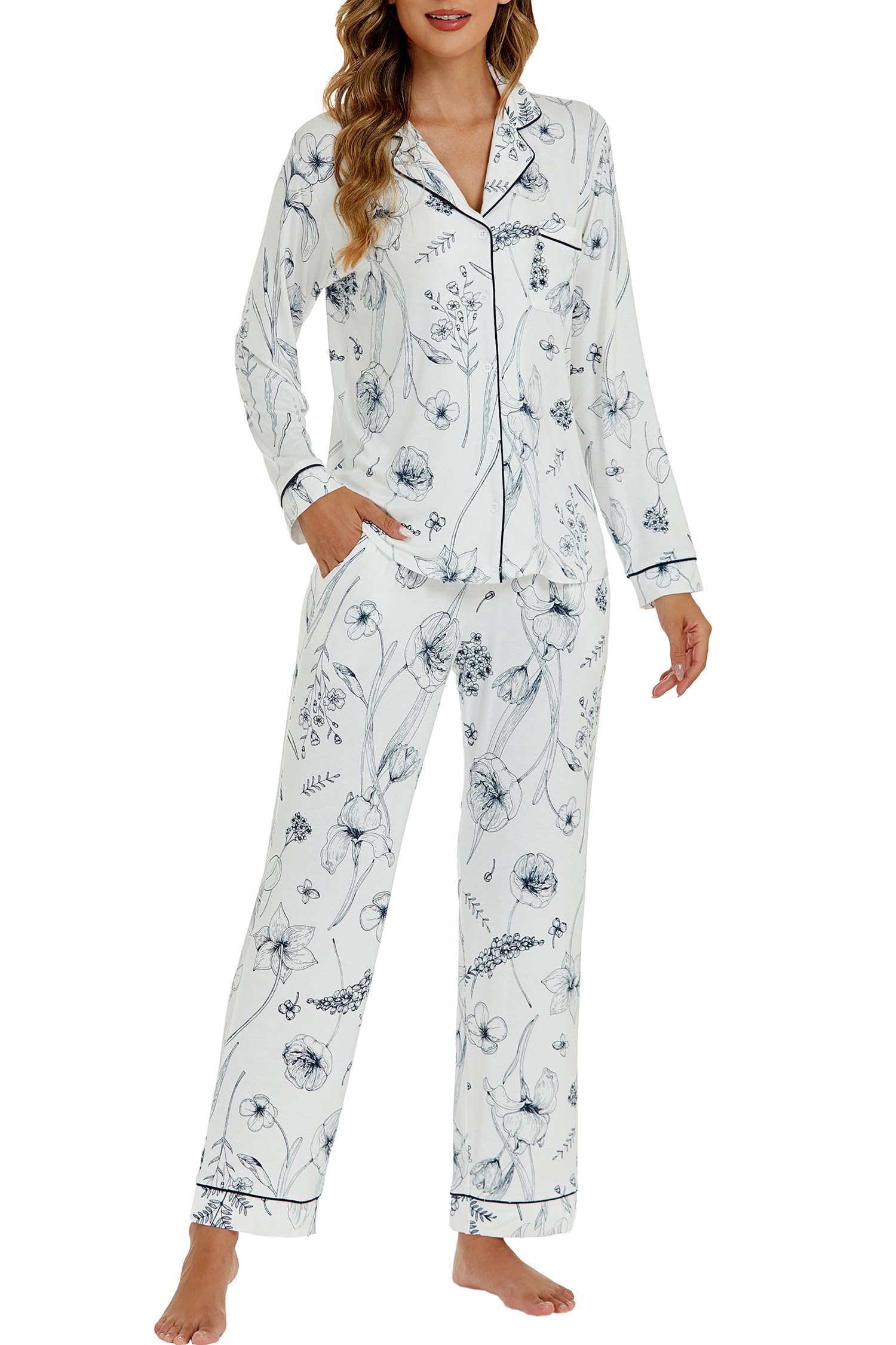 Foto 2 pulgar | Conjunto de Pijama Lubot para Mujer Pijama de Viscosa de Bambú 2 Piezas - Venta Internacional