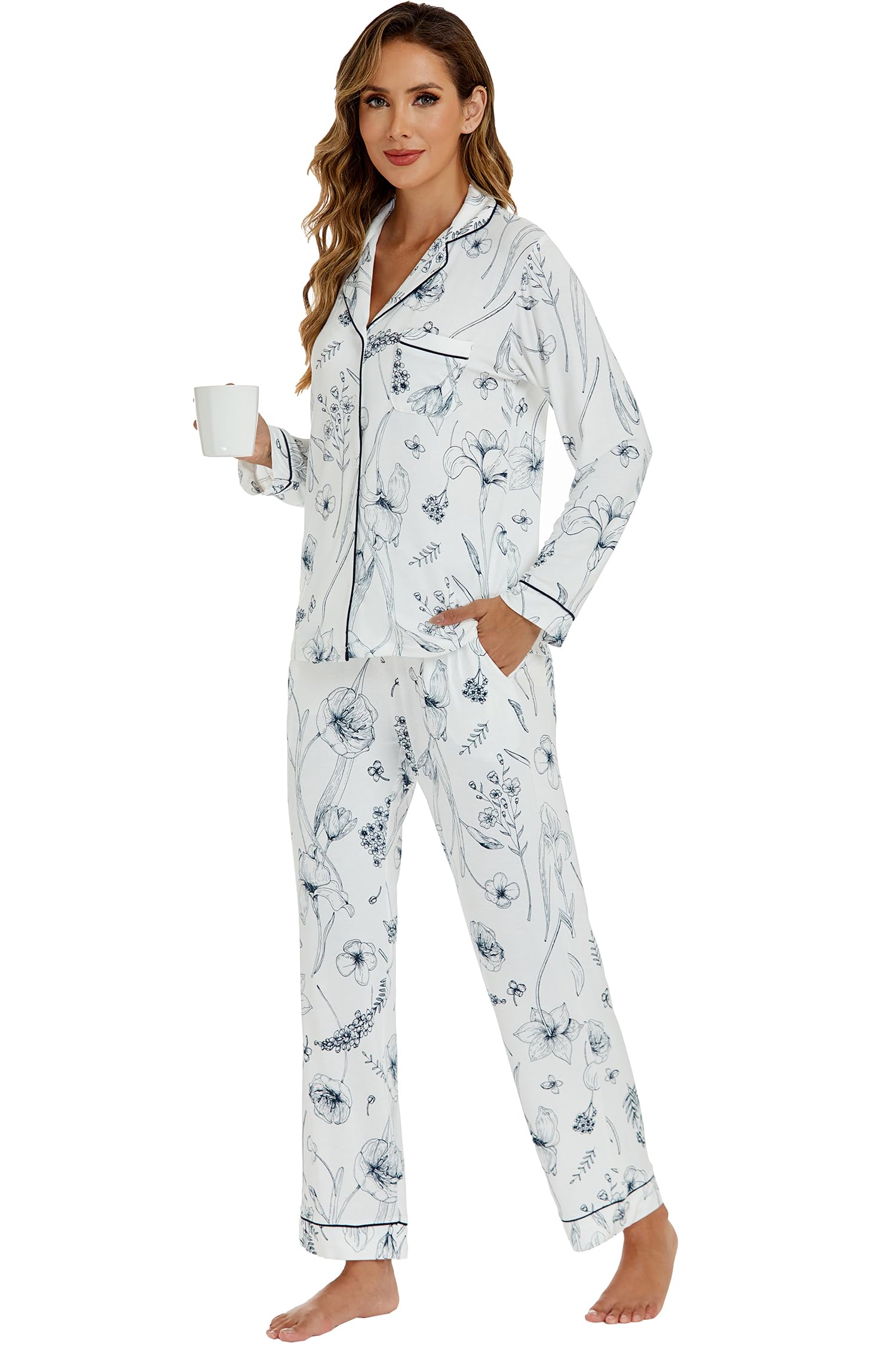Foto 4 pulgar | Conjunto de Pijama Lubot para Mujer Pijama de Viscosa de Bambú 2 Piezas - Venta Internacional