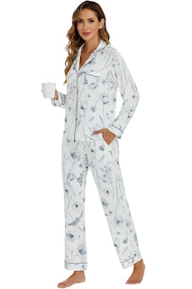Foto 3 | Conjunto de Pijama Lubot para Mujer Pijama de Viscosa de Bambú 2 Piezas - Venta Internacional