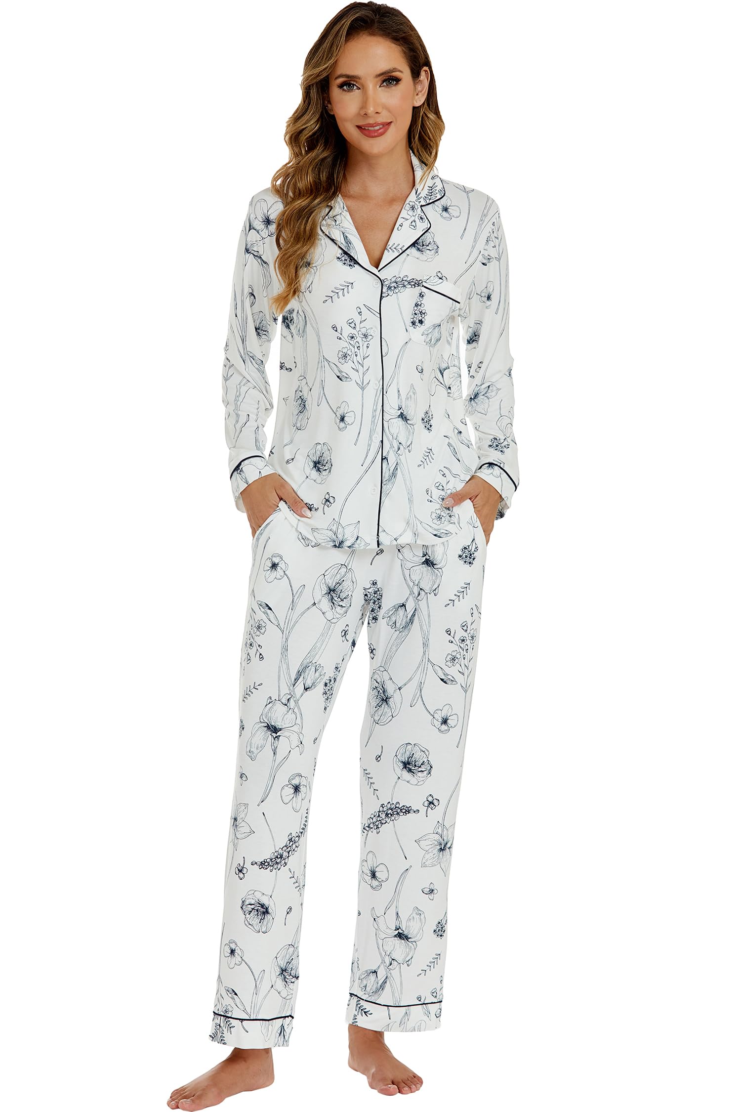 Foto 5 pulgar | Conjunto de Pijama Lubot para Mujer Pijama de Viscosa de Bambú 2 Piezas - Venta Internacional