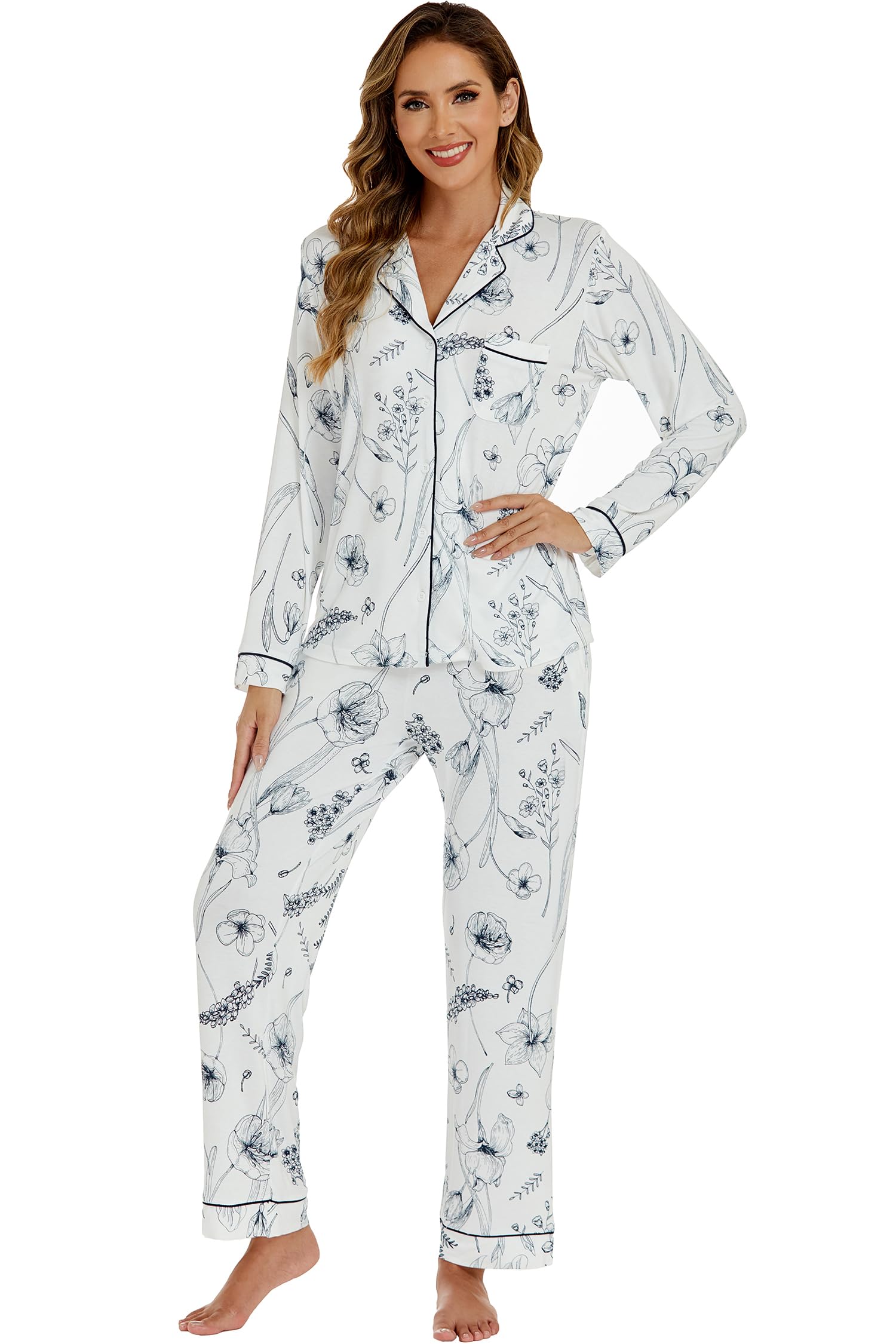 Foto 8 pulgar | Conjunto de Pijama Lubot para Mujer Pijama de Viscosa de Bambú 2 Piezas - Venta Internacional