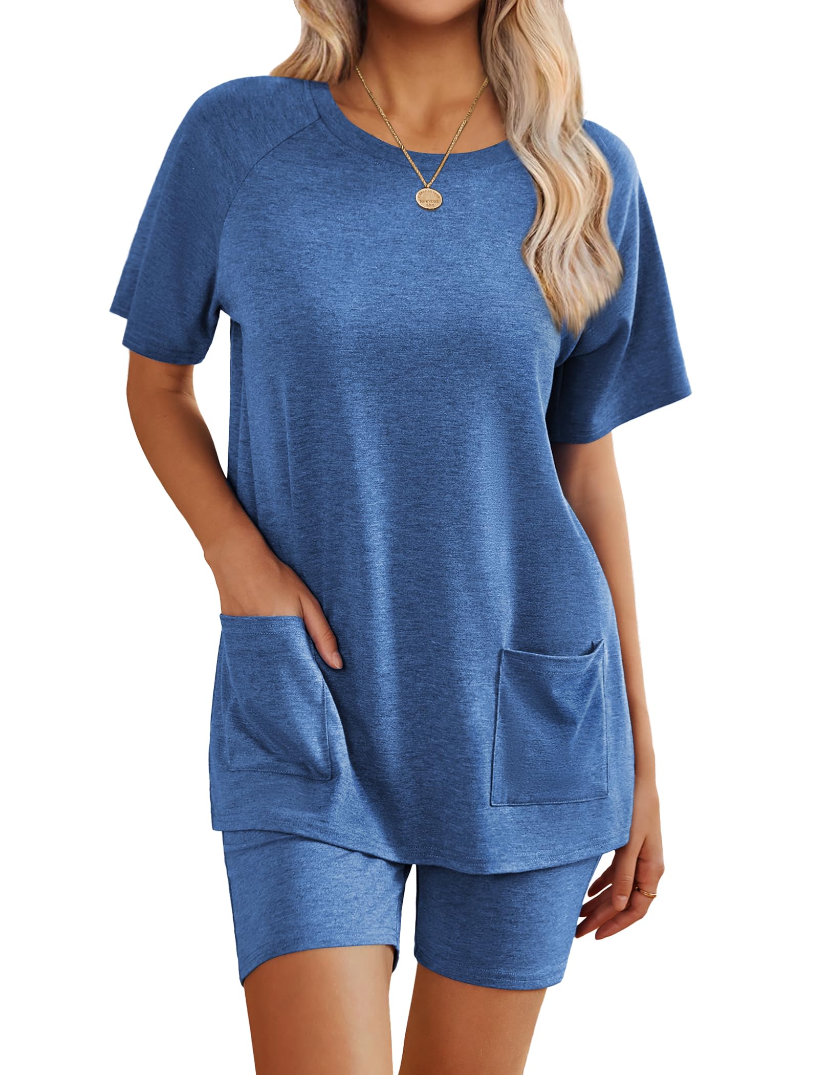 Lounge Set Ekouaer 2025 - Trajes De Verano Para Mujer, Manga Corta - Venta Internacional. $770