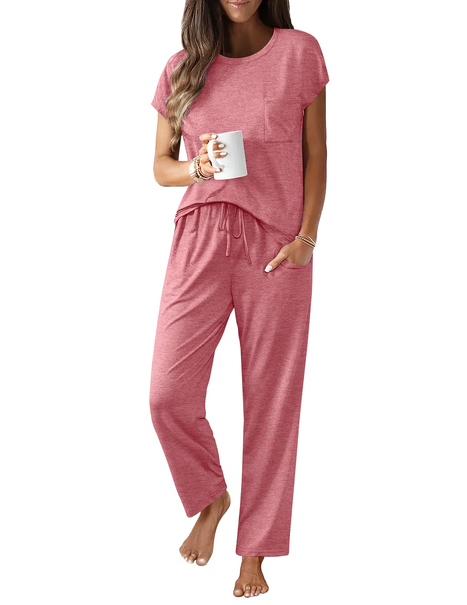 Foto 2 pulgar | Conjunto De Pijama Ekouaer Con Mangas Casquillo Y Bolsillos, Color Morado Xl - Venta Internacional.