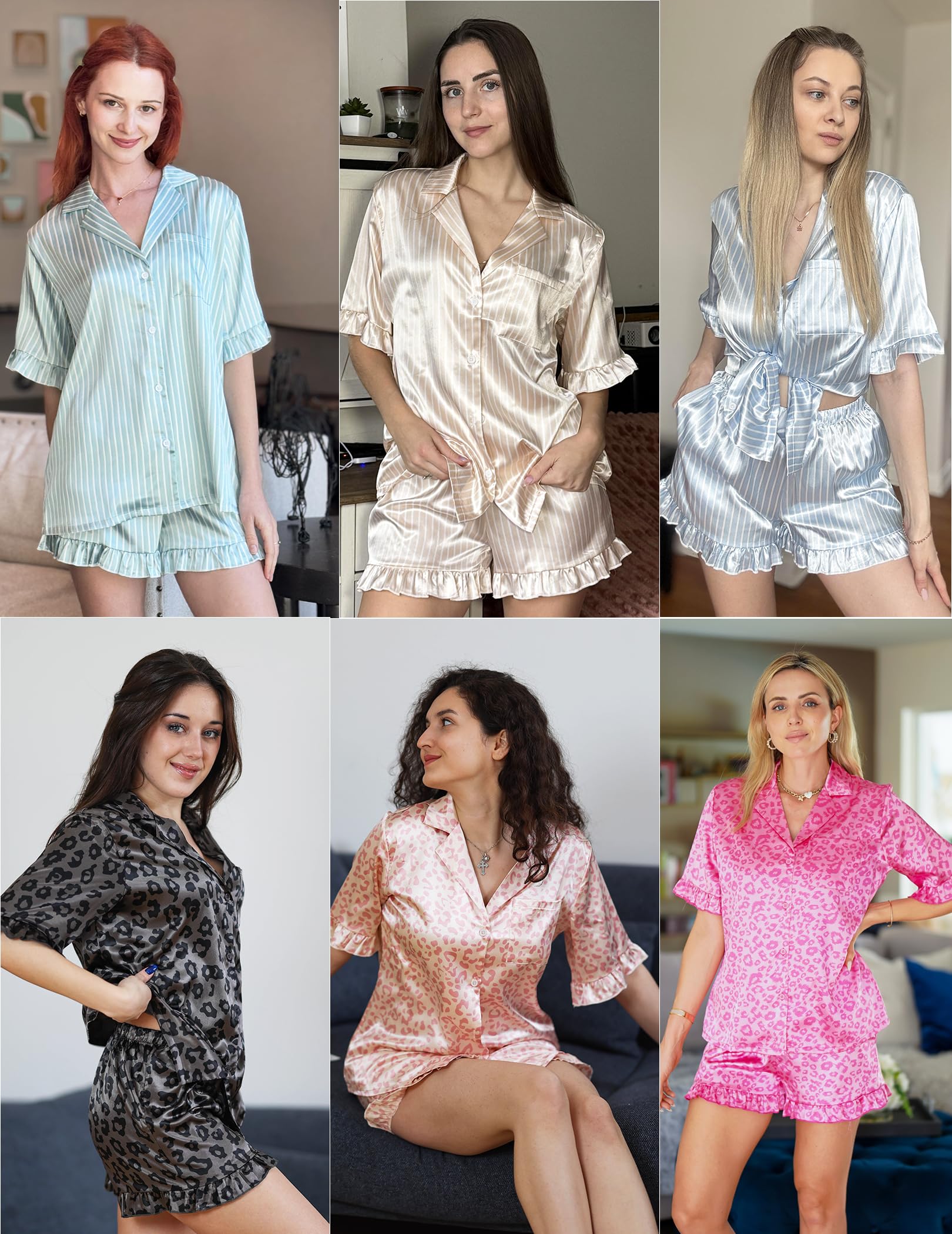 Foto 6 pulgar | Pijama Ekouaer De Satén De Seda Para Mujer, 2 Piezas, Rayas Verdes Y Blancas - Venta Internacional.