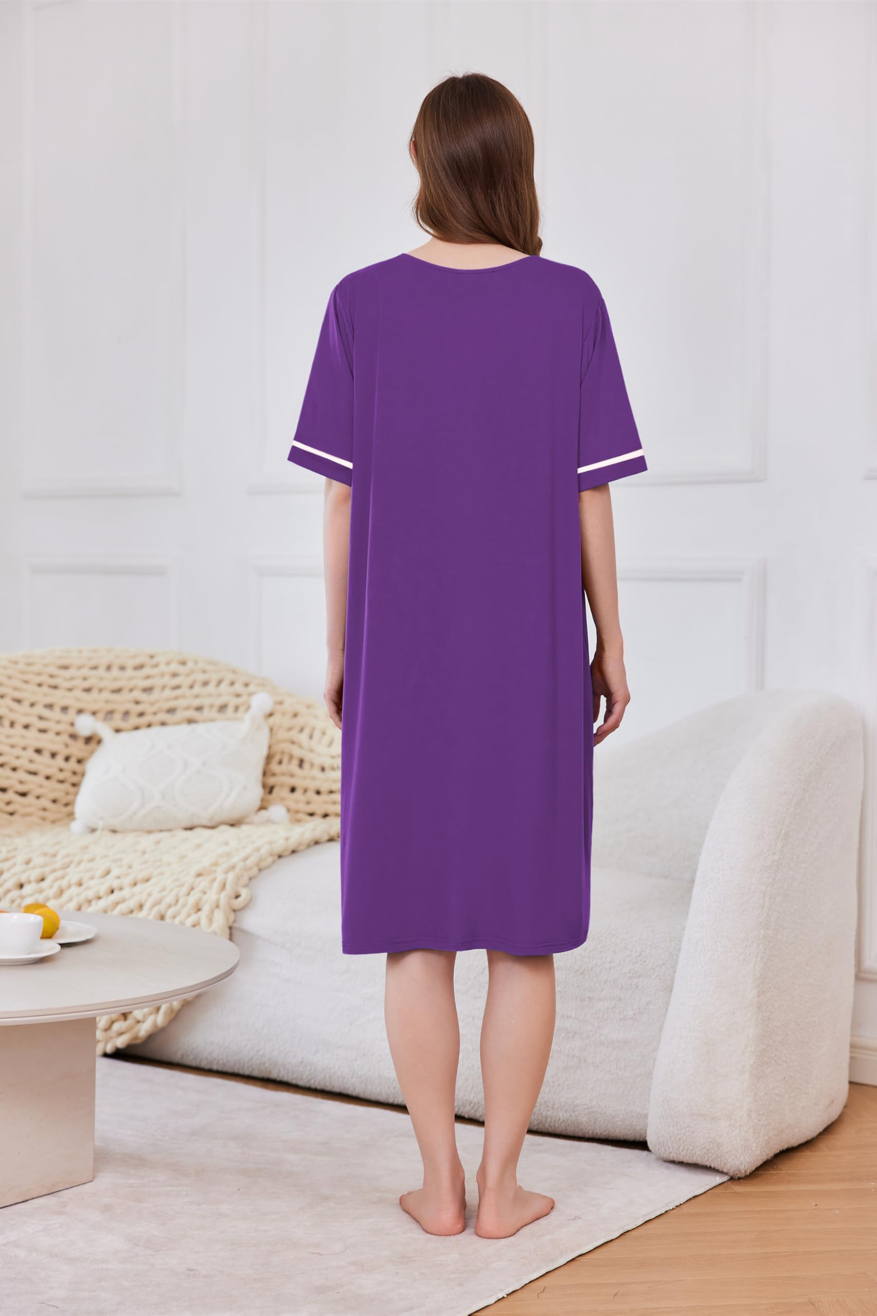 Foto 5 | Albornoz Ekouaer Para Mujer, Manga Corta, Cierre, Talla M, Color Morado - Venta Internacional.