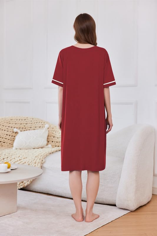 Foto 5 | Albornoz Ekouaer Para Mujer, Manga Corta, Cierre, Color Rojo Vino - Venta Internacional.