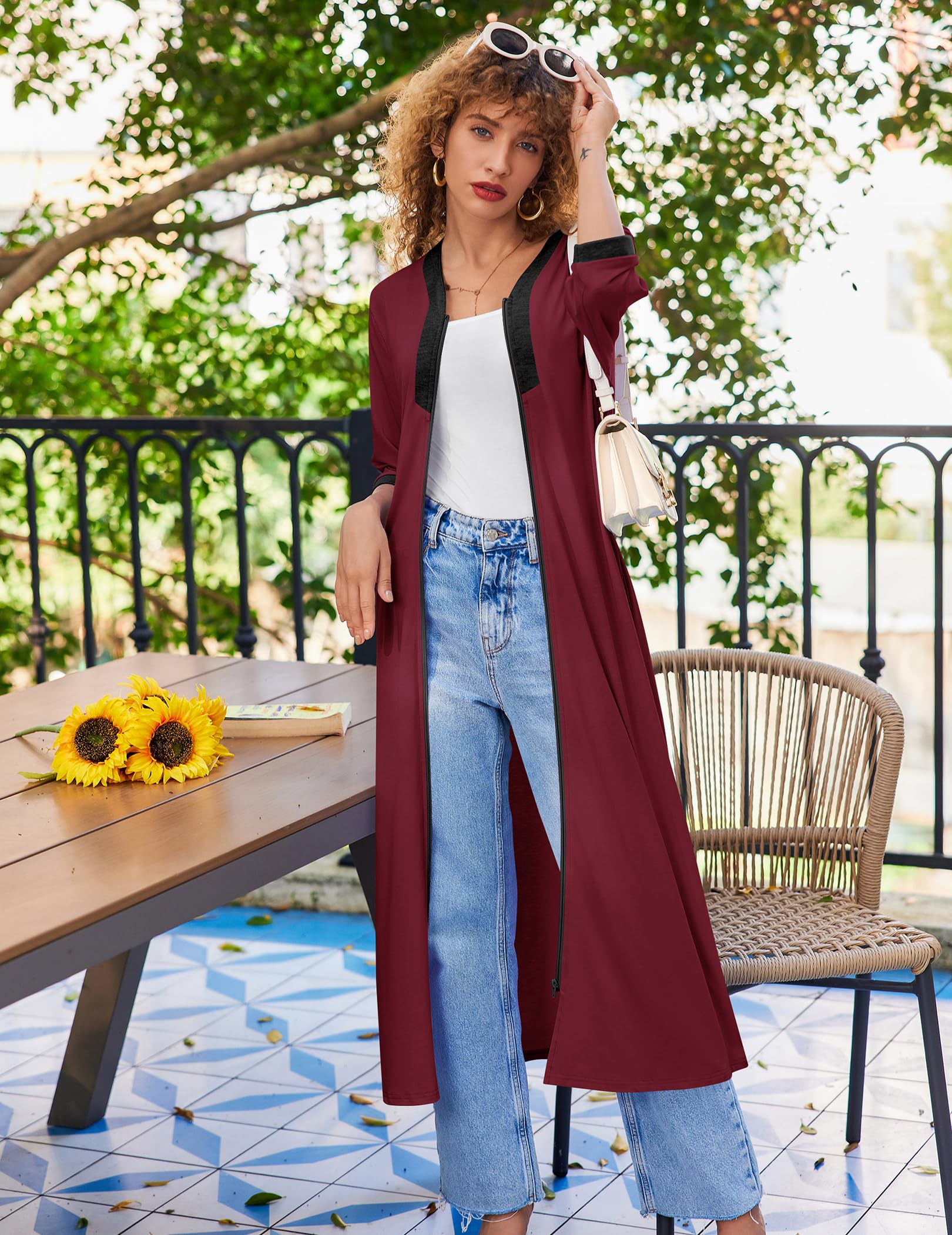 Foto 5 | Bata Robe Ekouaer Para Mujer Con Cremallera Y Mangas 3/4, Color Rojo Vino - Venta Internacional.