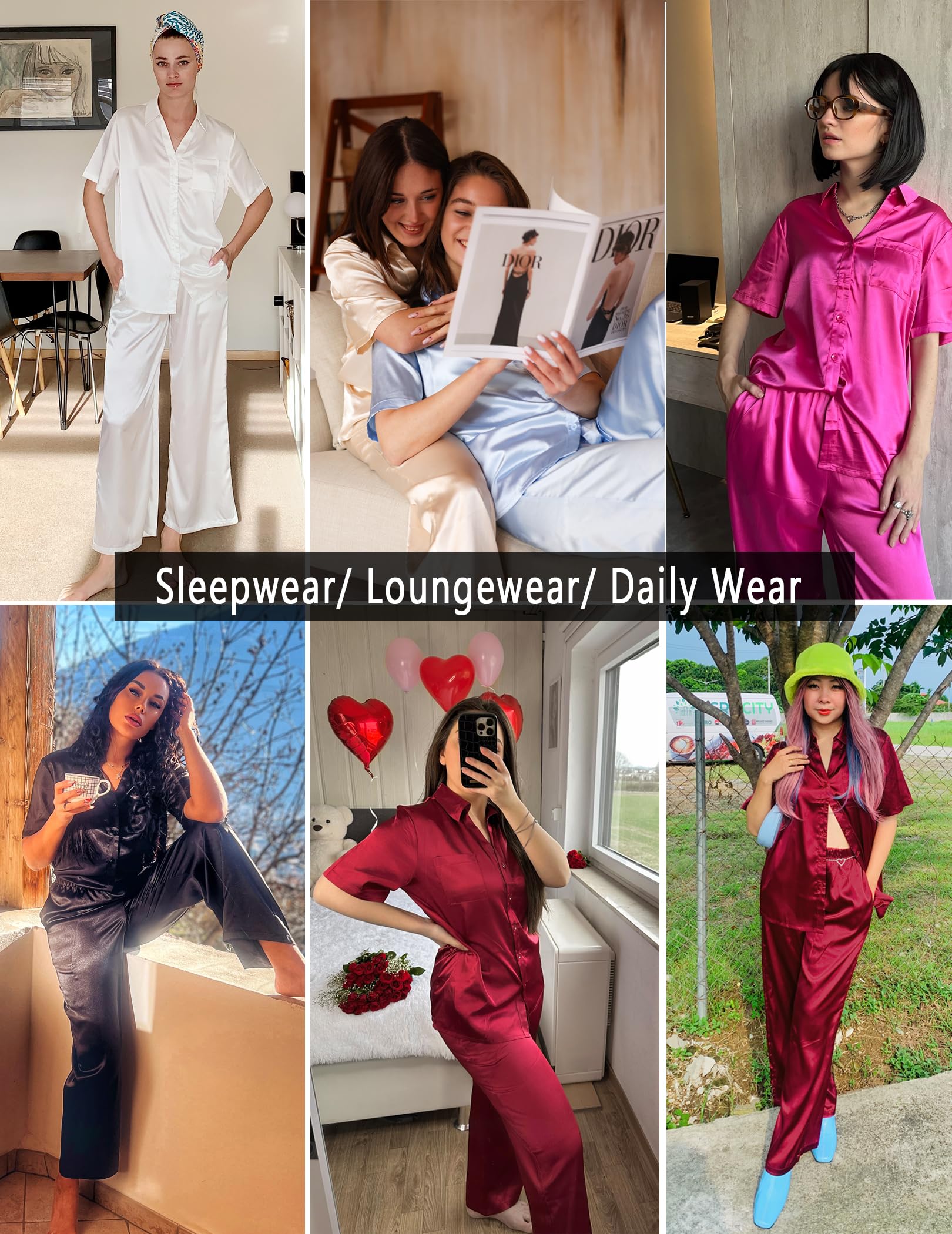 Foto 6 pulgar | Pijama de Seda Ekouaer Negra para Mujer- Venta Internacional