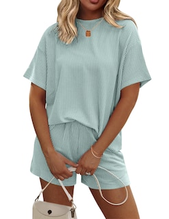 Foto 1 | Conjunto De Pijama Ekouaer Para Mujer De Manga Corta Con Bolsillos - Venta Internacional.