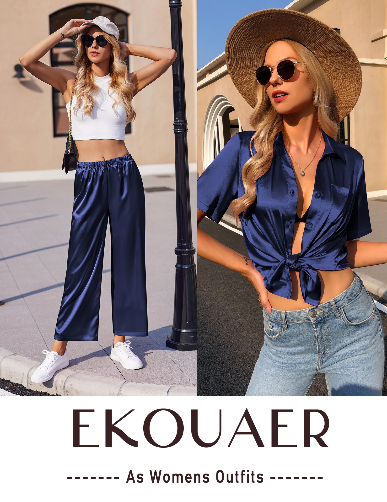 Foto 5 pulgar | Pijama Ekouaer de Seda para Mujer - Venta Internacional