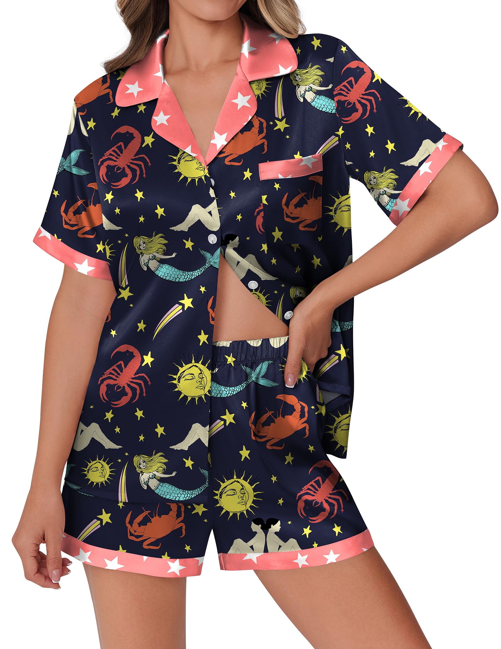 Conjunto De Pijama Ekouaer De Satén De Seda Para Mujer Con Estampado De Animales - Venta Internacional.