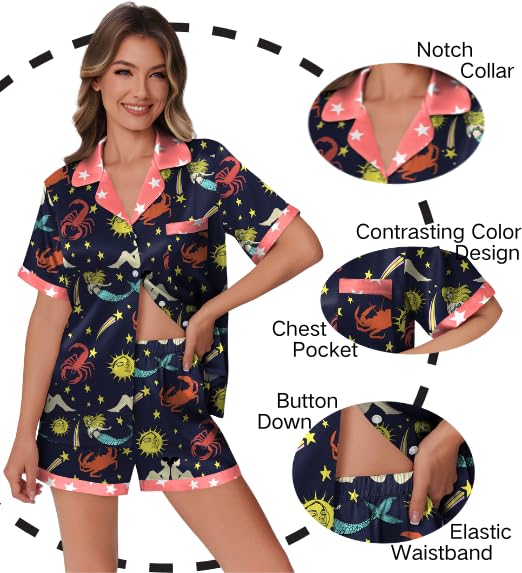Foto 3 pulgar | Conjunto De Pijama Ekouaer De Satén De Seda Para Mujer Con Estampado De Animales - Venta Internacional.