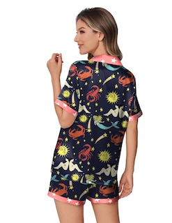 Foto 4 | Conjunto De Pijama Ekouaer De Satén De Seda Para Mujer Con Estampado De Animales - Venta Internacional.