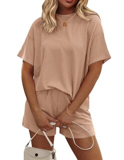 Foto 1 | Conjunto De Pijama Ekouaer Short Sleeve Lounge De 2 Piezas Marrón Para Mujer - Venta Internacional.