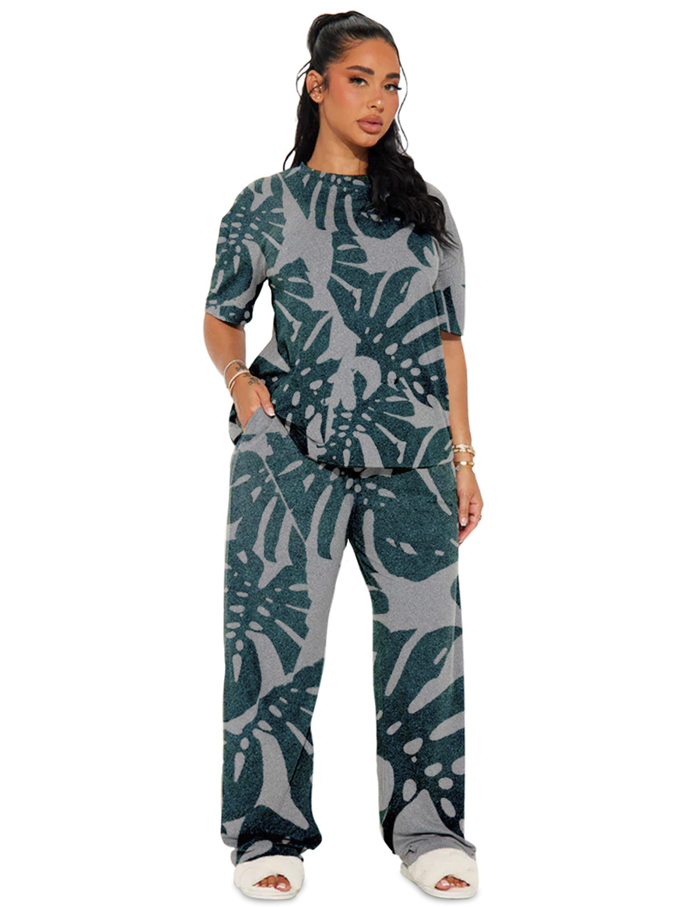 Foto 2 pulgar | Pijama Mujer Conjunto Elegante Camisa Pantalon Shendy Vendy Verde