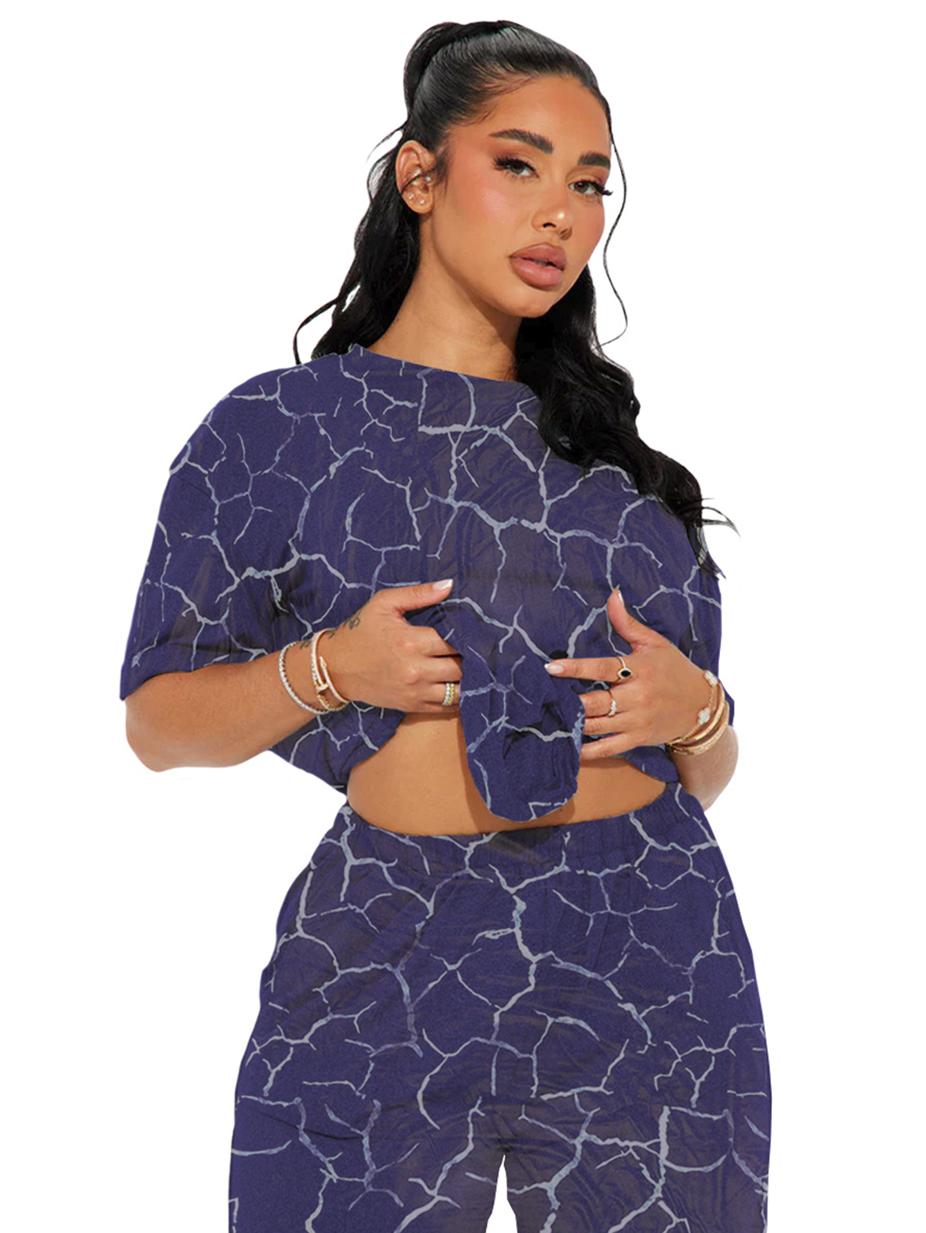 Foto 3 pulgar | Pijama Mujer Conjunto Elegante Camisa Pantalon Shendy Vendy Azul Marino