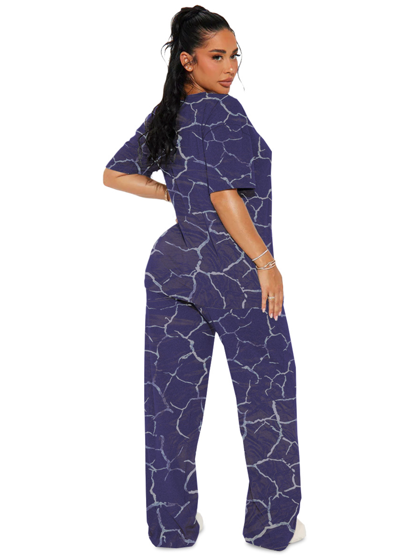 Foto 4 pulgar | Pijama Mujer Conjunto Elegante Camisa Pantalon Shendy Vendy Azul Marino
