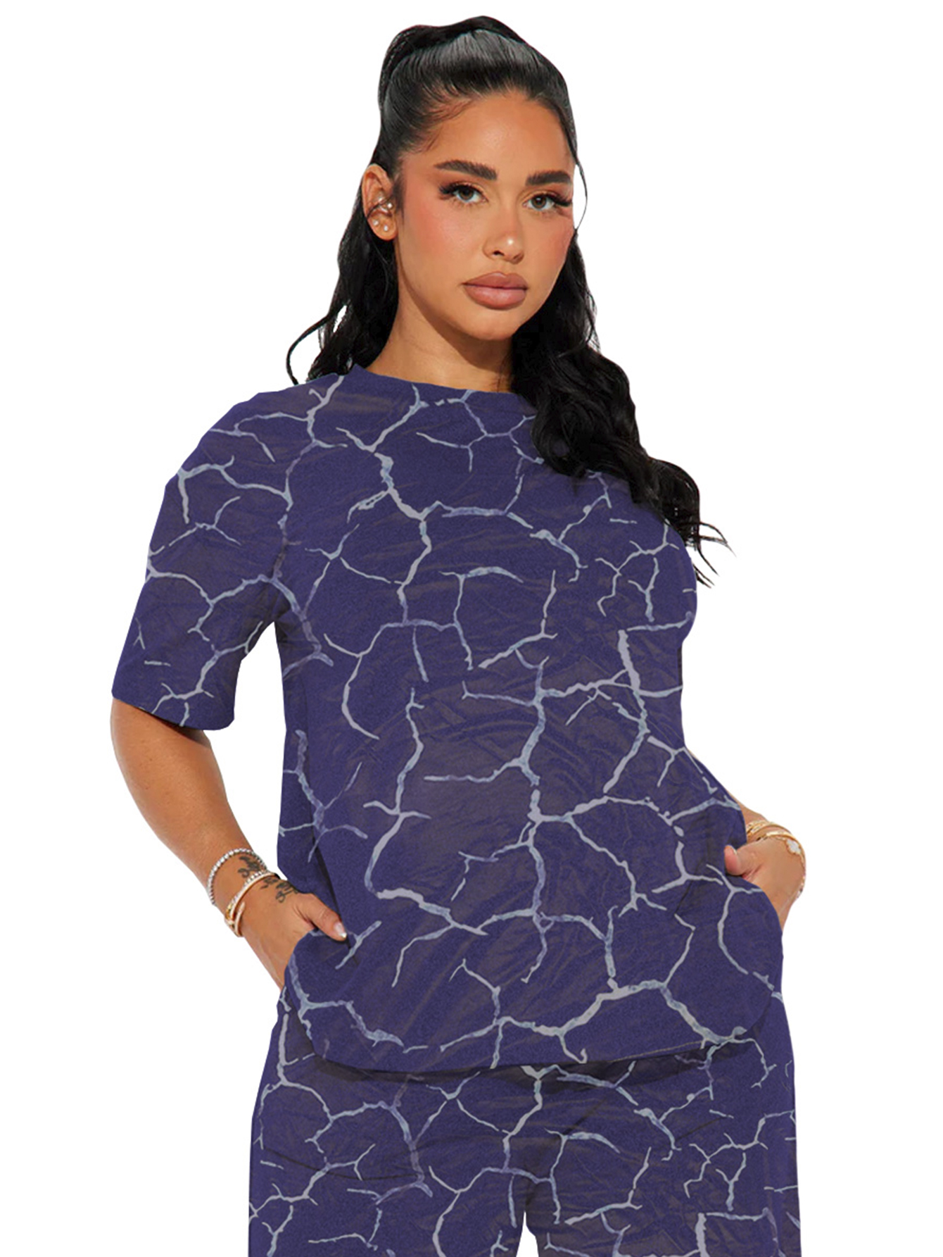 Foto 5 pulgar | Pijama Mujer Conjunto Elegante Camisa Pantalon Shendy Vendy Azul Marino