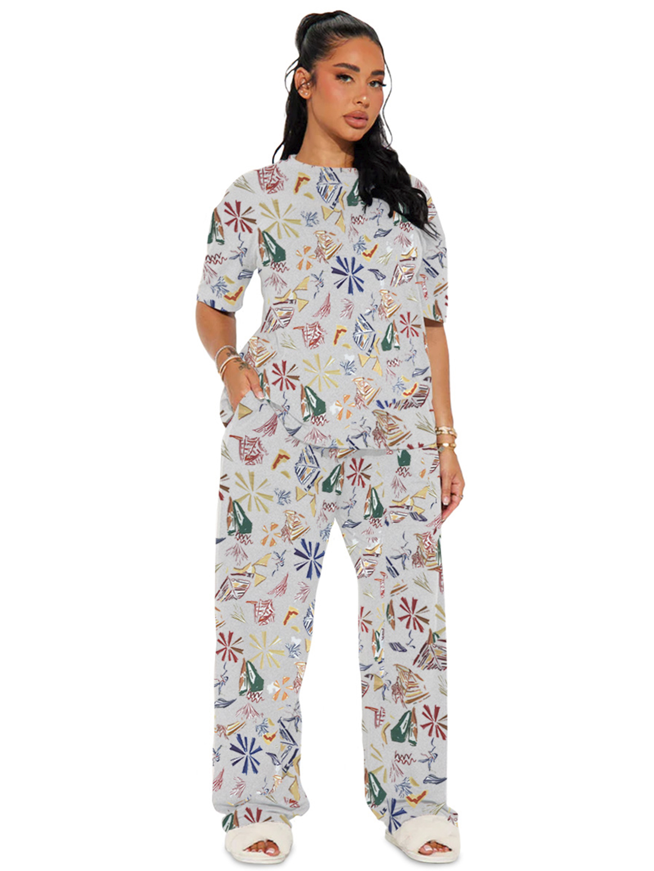 Foto 2 pulgar | Pijama Mujer Conjunto Elegante Camisa Pantalon Shendy Vendy Blanco