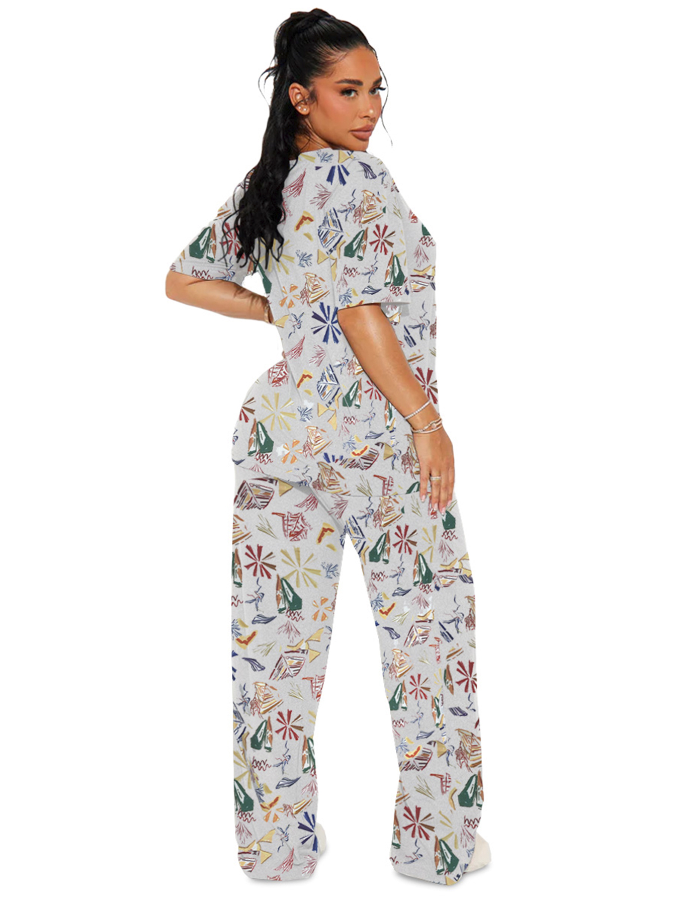 Foto 4 pulgar | Pijama Mujer Conjunto Elegante Camisa Pantalon Shendy Vendy Blanco