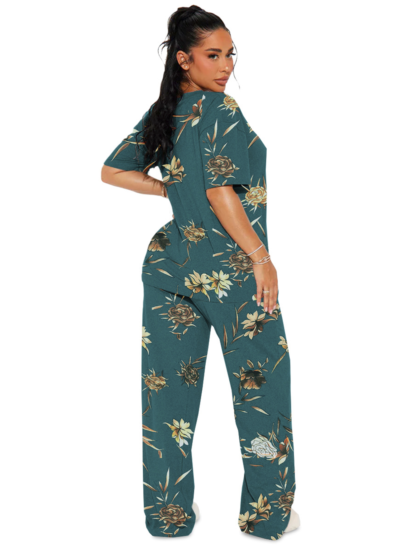 Foto 4 pulgar | Pijama Mujer Conjunto Elegante Camisa Pantalon Shendy Vendy Azul Petroleo