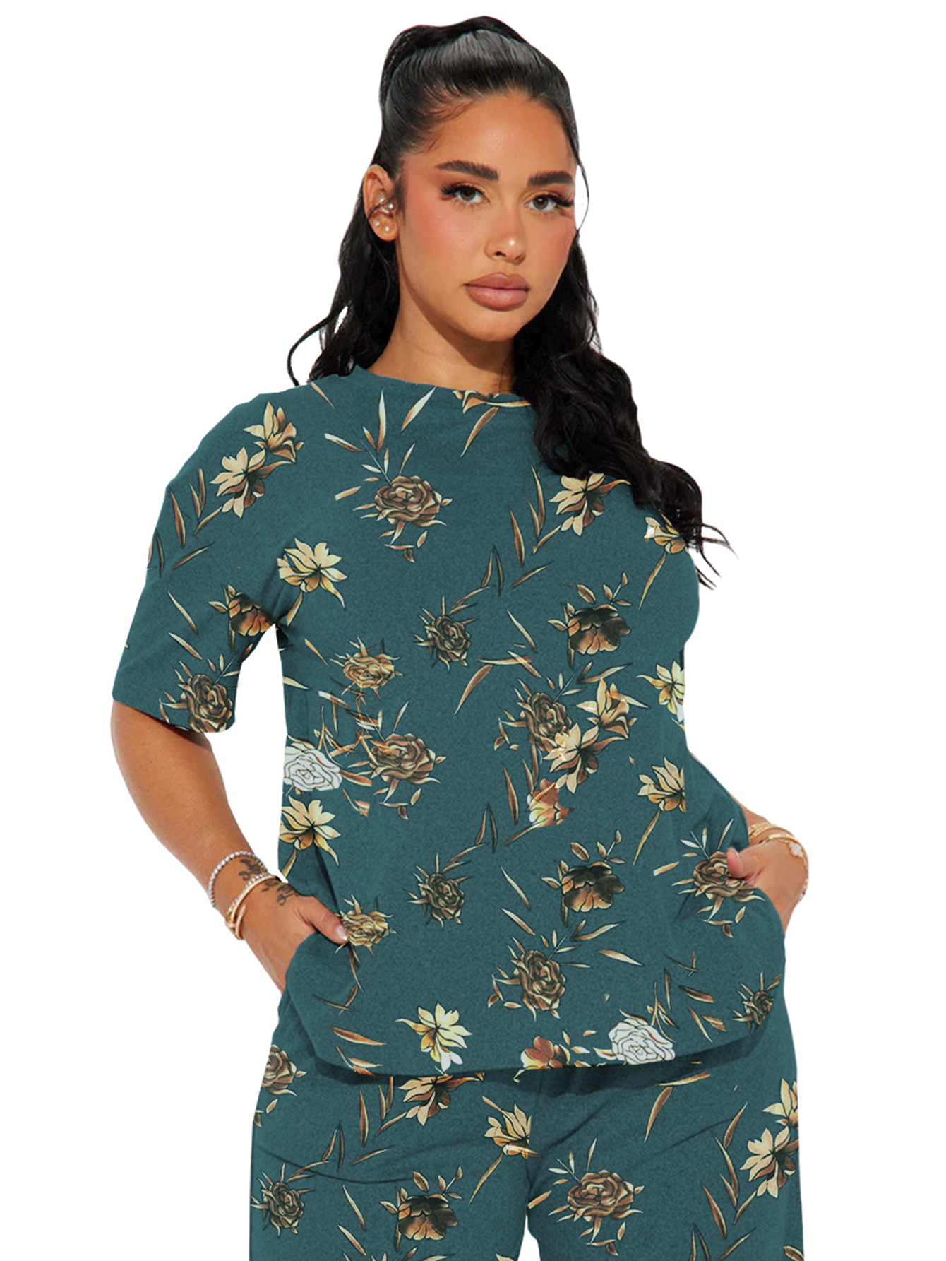 Foto 5 pulgar | Pijama Mujer Conjunto Elegante Camisa Pantalon Shendy Vendy Azul Petroleo