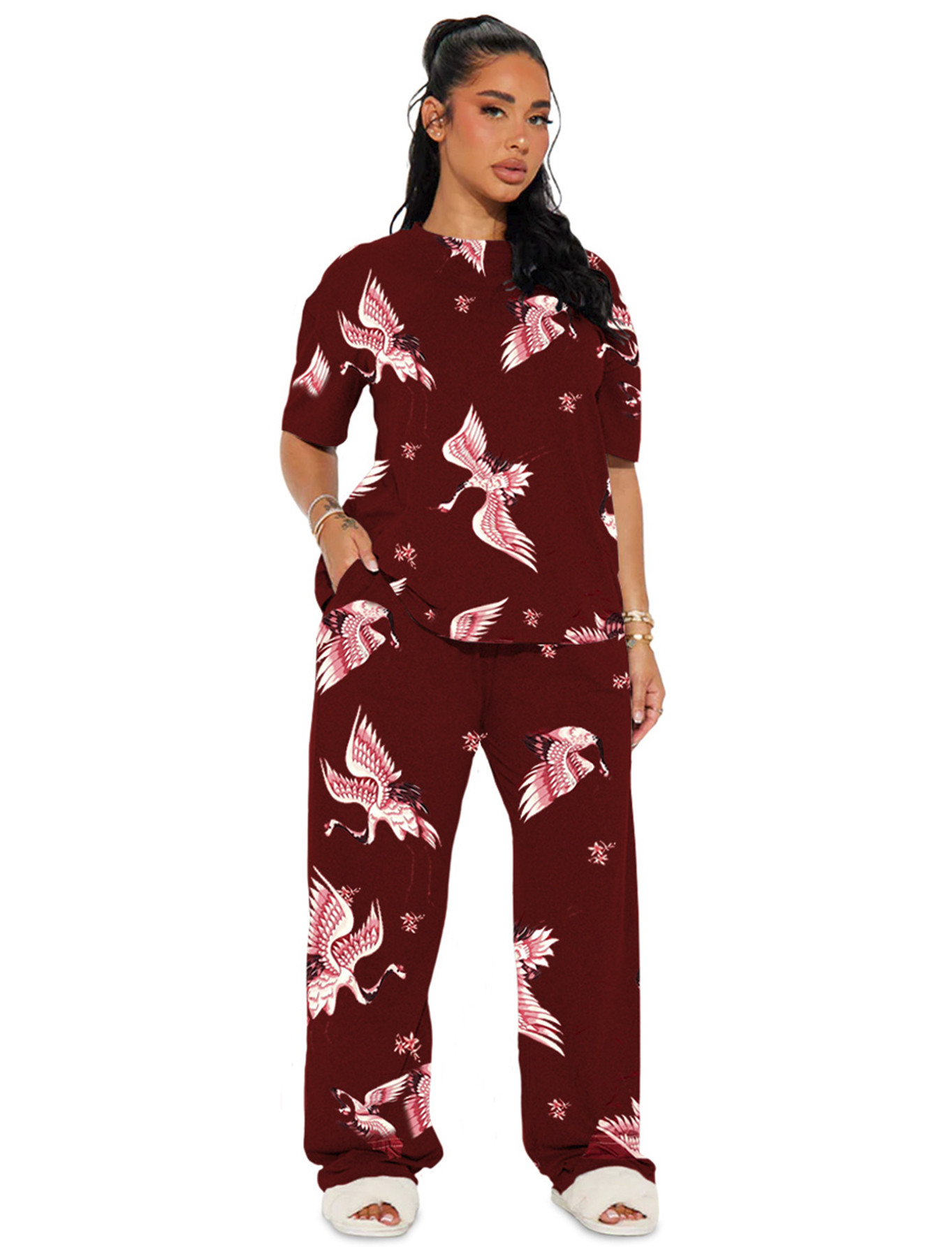 Foto 1 | Pijama Mujer Conjunto Elegante Camisa Pantalon Shendy Vendy Rojo