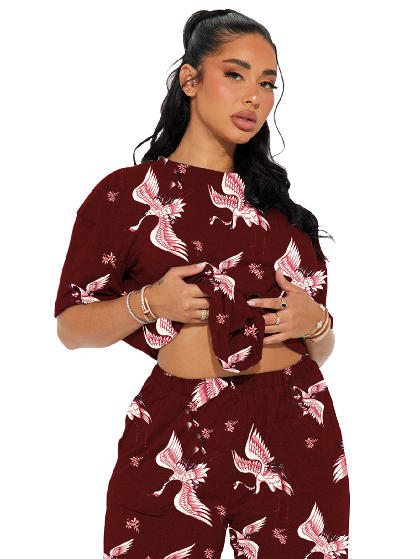 Foto 3 pulgar | Pijama Mujer Conjunto Elegante Camisa Pantalon Shendy Vendy Rojo