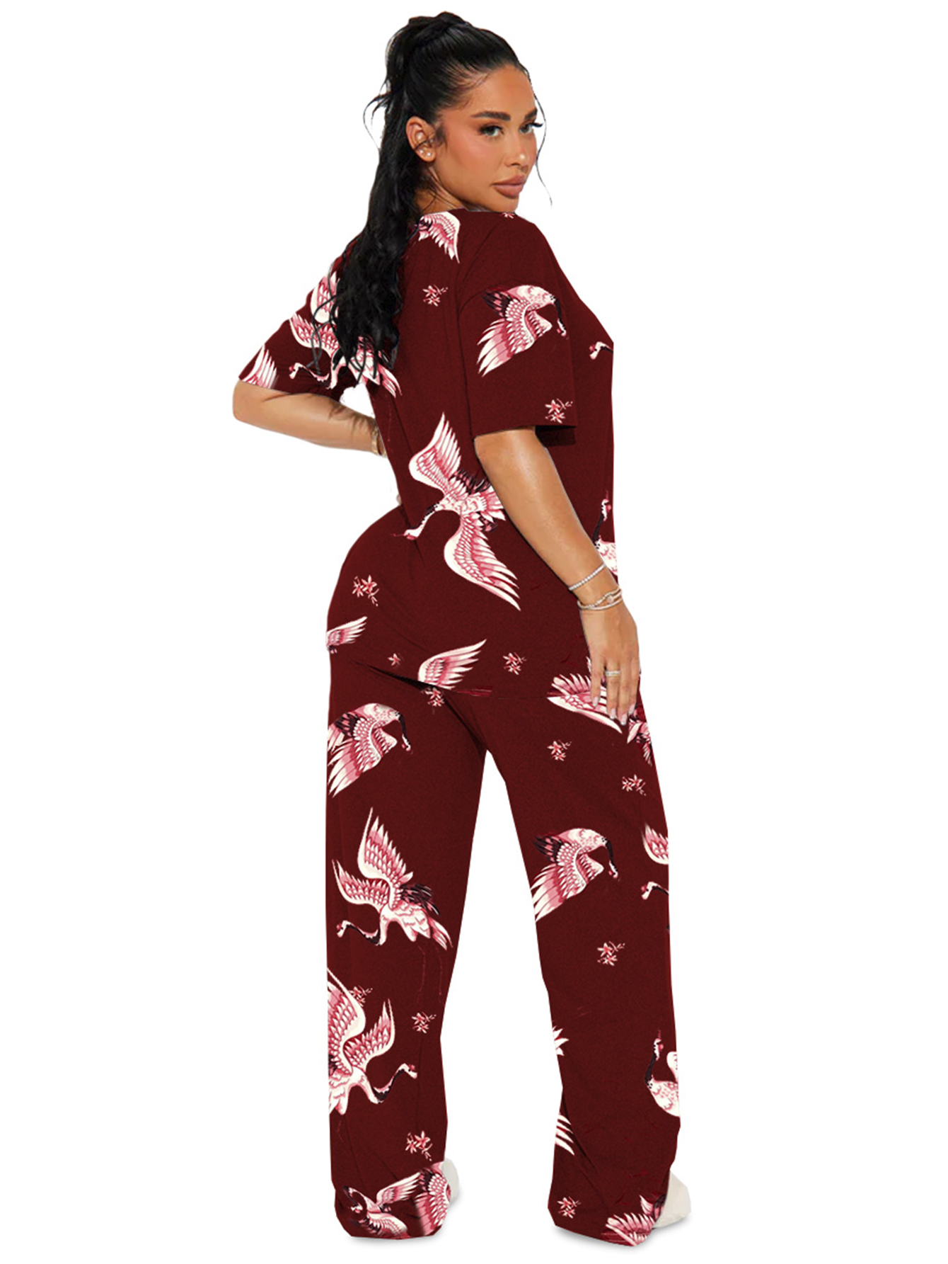 Foto 4 pulgar | Pijama Mujer Conjunto Elegante Camisa Pantalon Shendy Vendy Rojo