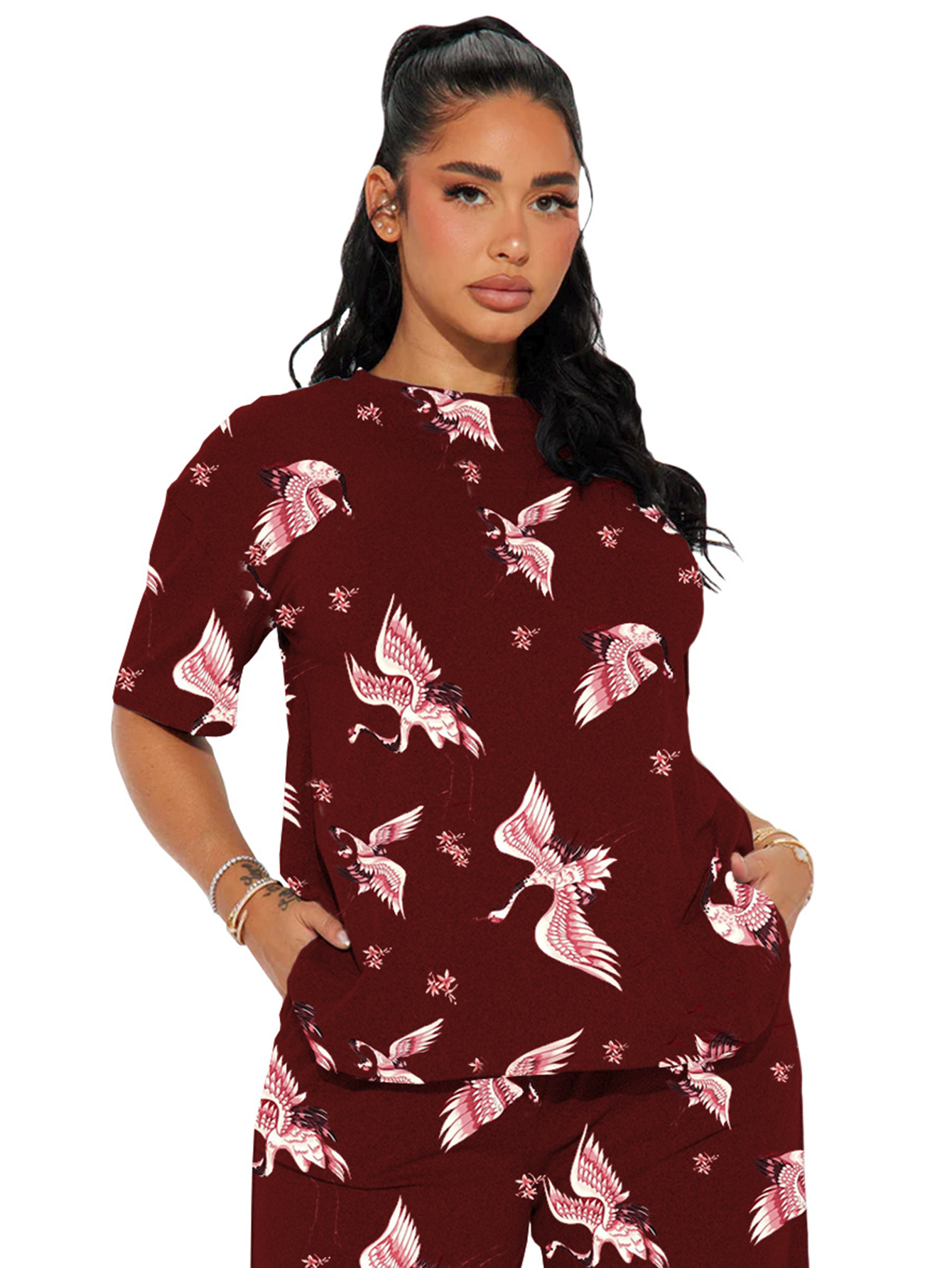 Foto 5 pulgar | Pijama Mujer Conjunto Elegante Camisa Pantalon Shendy Vendy Rojo