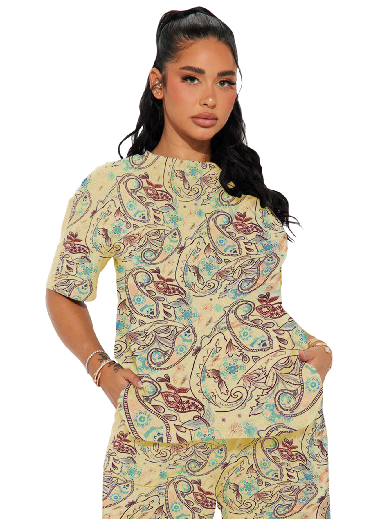 Foto 4 | Pijama Mujer Conjunto Elegante Camisa Pantalon Shendy Vendy Beige