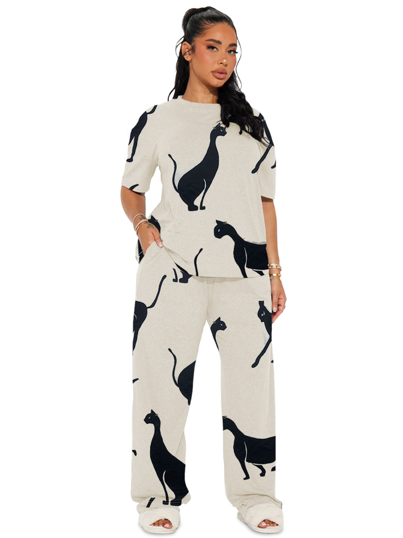 Foto 2 pulgar | Pijama Mujer Conjunto Elegante Camisa Pantalon Shendy Vendy Crema
