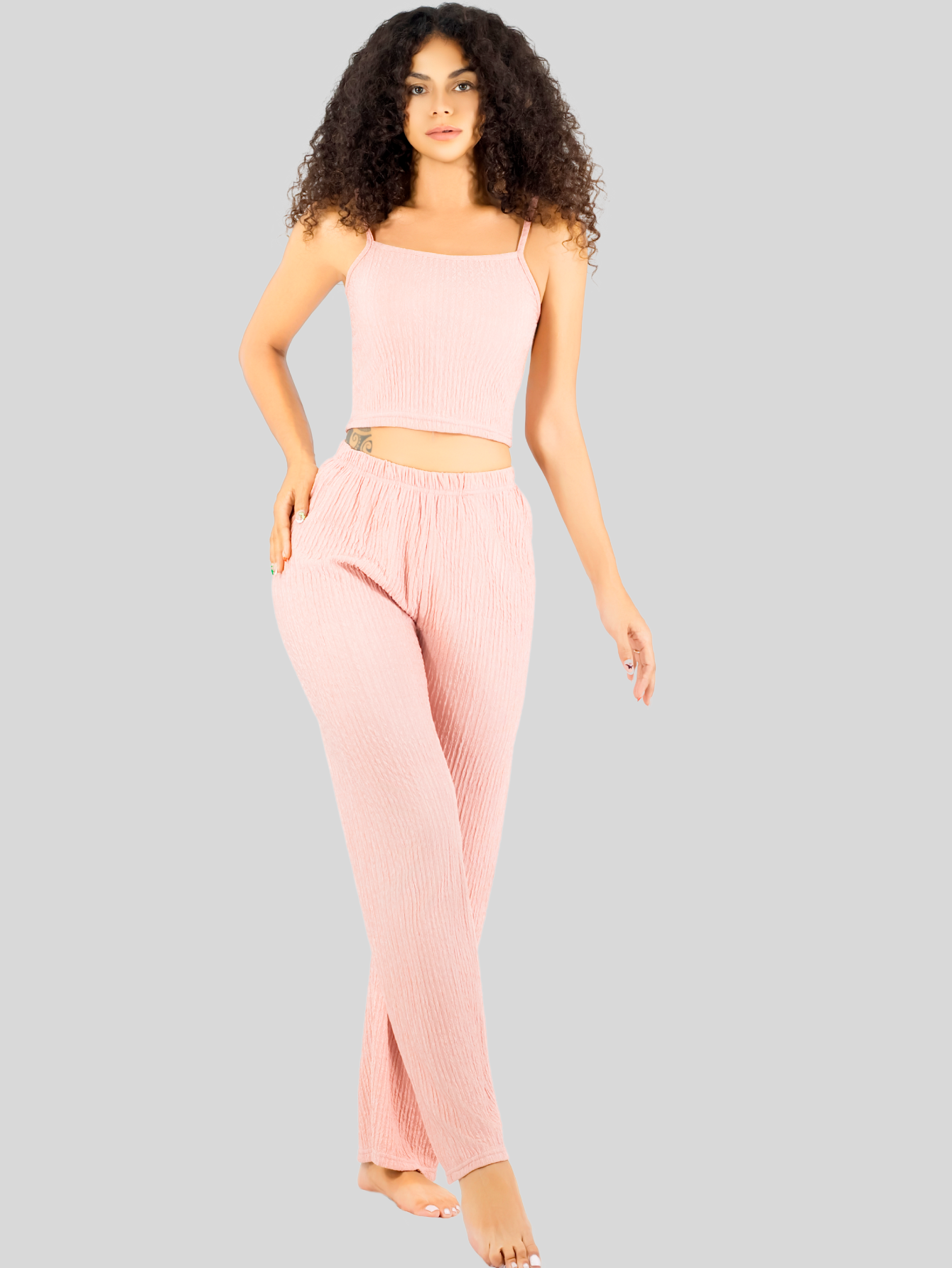 Foto 2 | Conjunto Pijama 3 Piezas Pantalón Top Camison Mujer
