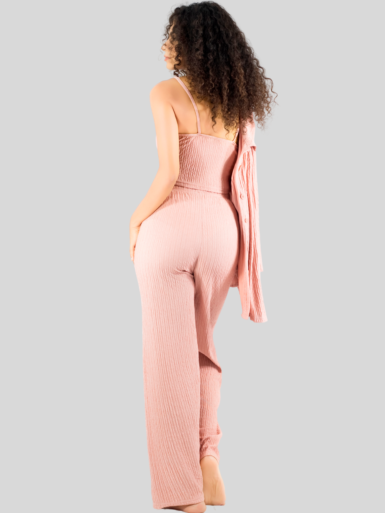 Foto 4 pulgar | Conjunto Pijama 3 Piezas Pantalón Top Camison Mujer