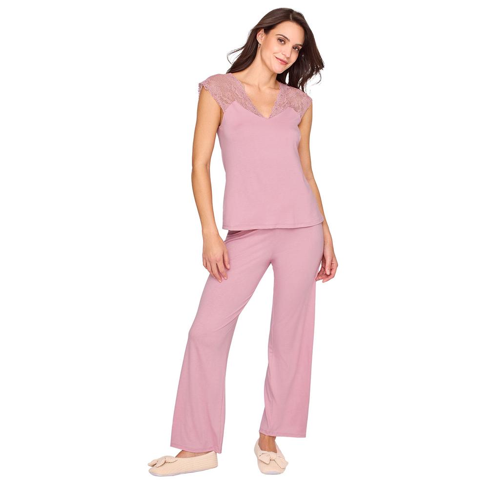Foto 2 pulgar | Pijama Ilusión con Encaje Rosa