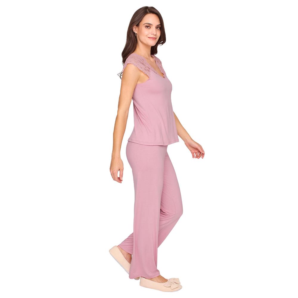 Foto 4 pulgar | Pijama Ilusión con Encaje Rosa