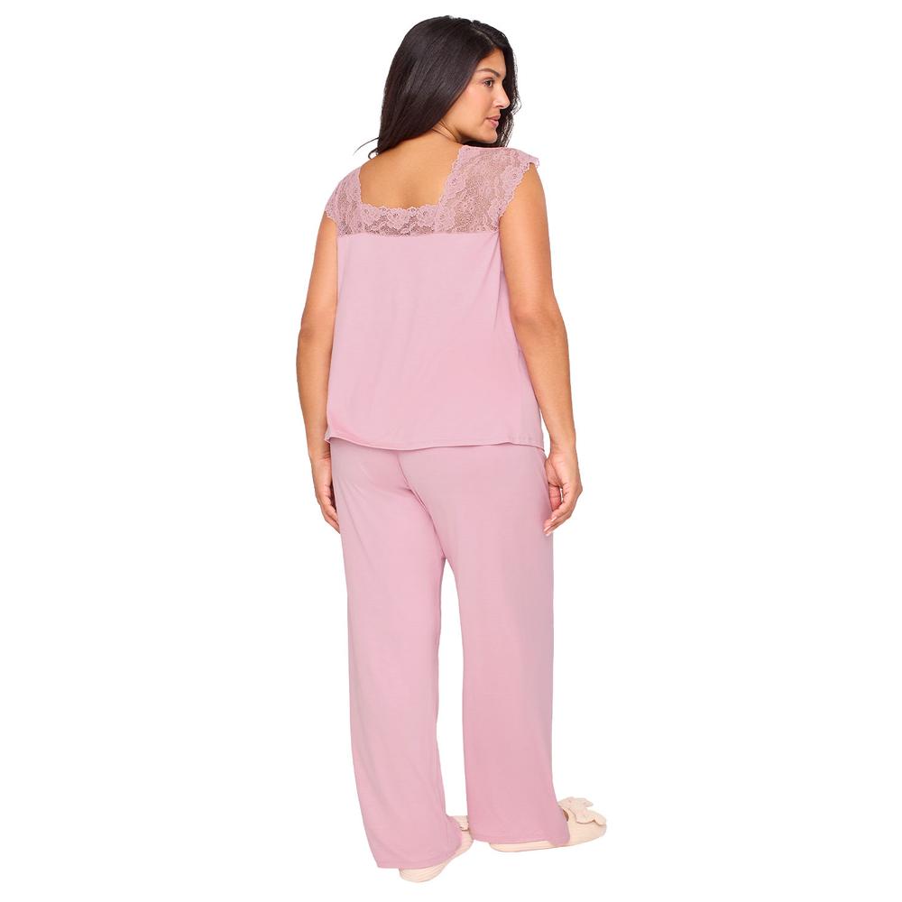Foto 5 pulgar | Pijama Ilusión con Encaje Rosa