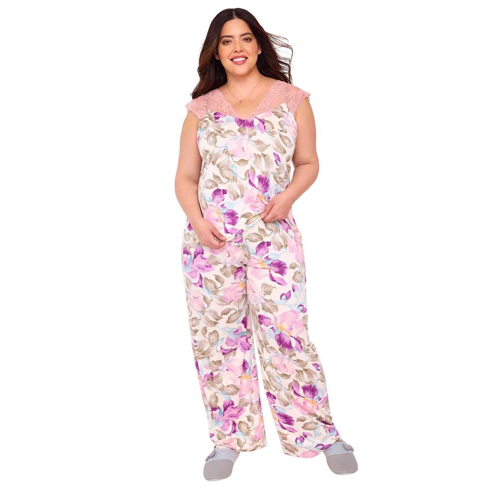 Foto 3 pulgar | Pijama Ilusión con Encaje y Pretina Elástica