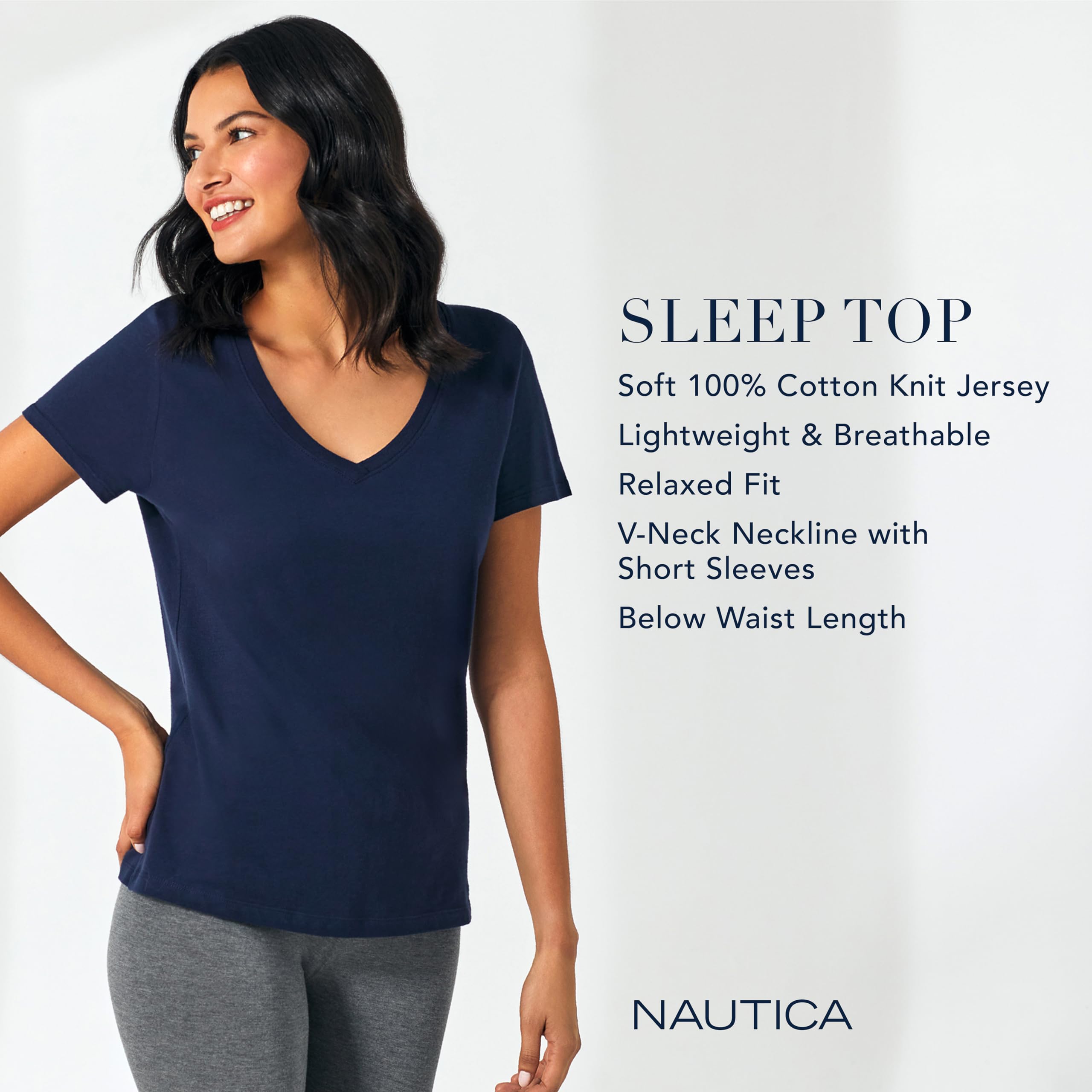 Foto 5 pulgar | Sleep Shirt Nautica, Tejido Ligero De Algodón, Color Negro - Venta Internacional.