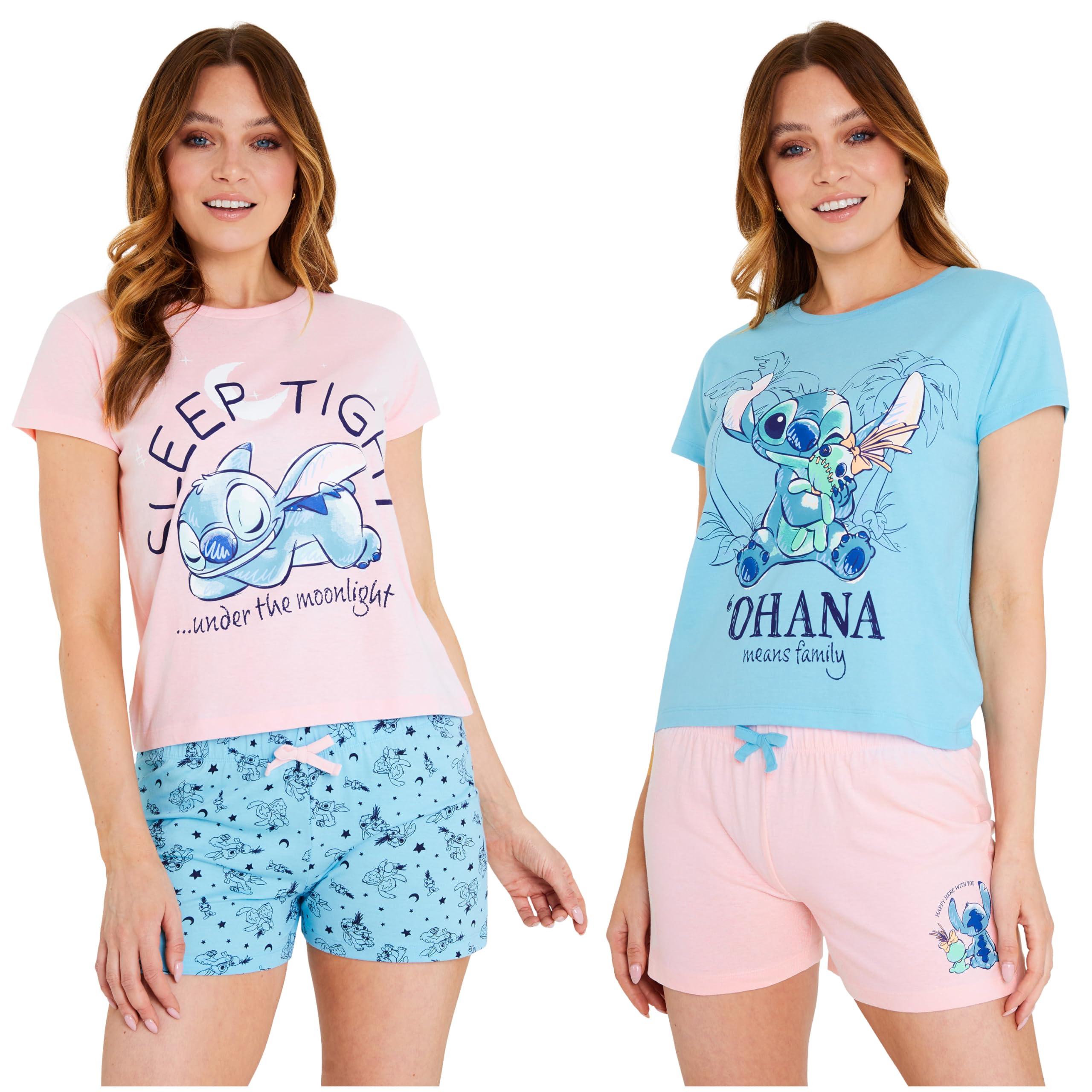 Foto 1 | Set De Pijama Disney Stitch Para Mujer, Paquete De 2, Talla L - Venta Internacional.
