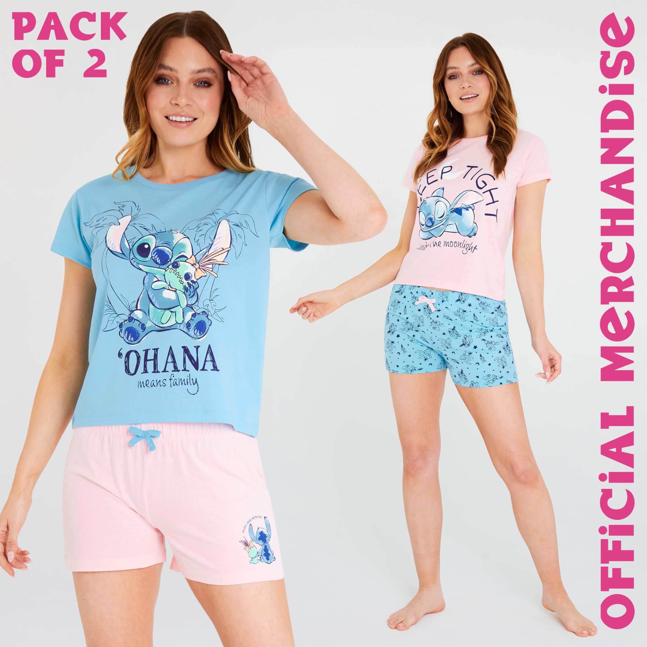 Foto 5 pulgar | Set De Pijama Disney Stitch Para Mujer, Paquete De 2, Talla L - Venta Internacional.