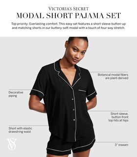 Foto 4 | Conjunto De Pijama Victoria's Secret Modal Para Mujer Negro Talla S - Venta Internacional.