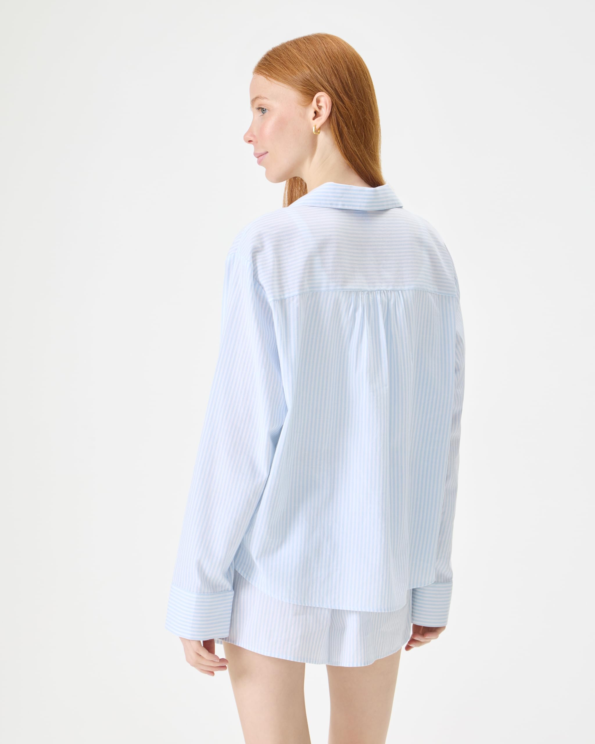 Foto 3 pulgar | Camisa De Dormir Florence By Mills Para Mujer, Manga Larga, Blanco Y Azul A Rayas - Venta Internacional.