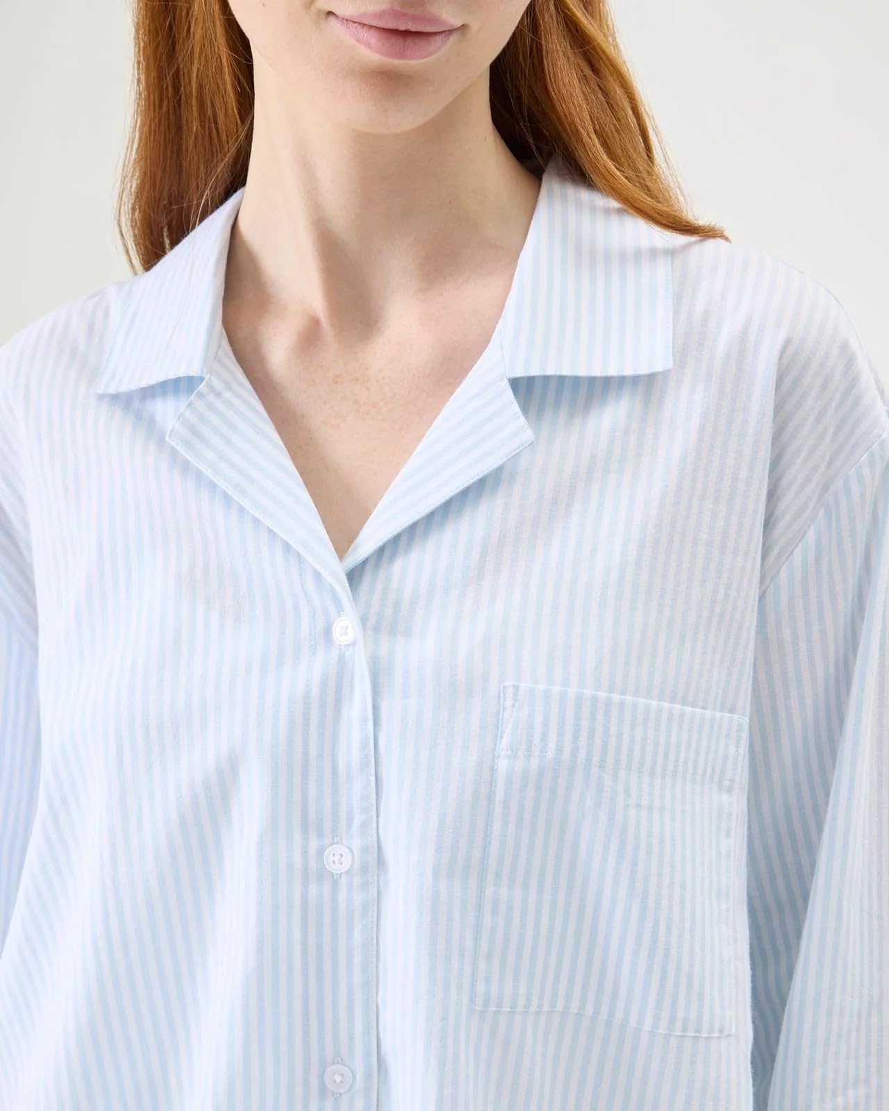 Foto 4 pulgar | Camisa De Dormir Florence By Mills Para Mujer, Manga Larga, Blanco Y Azul A Rayas - Venta Internacional.